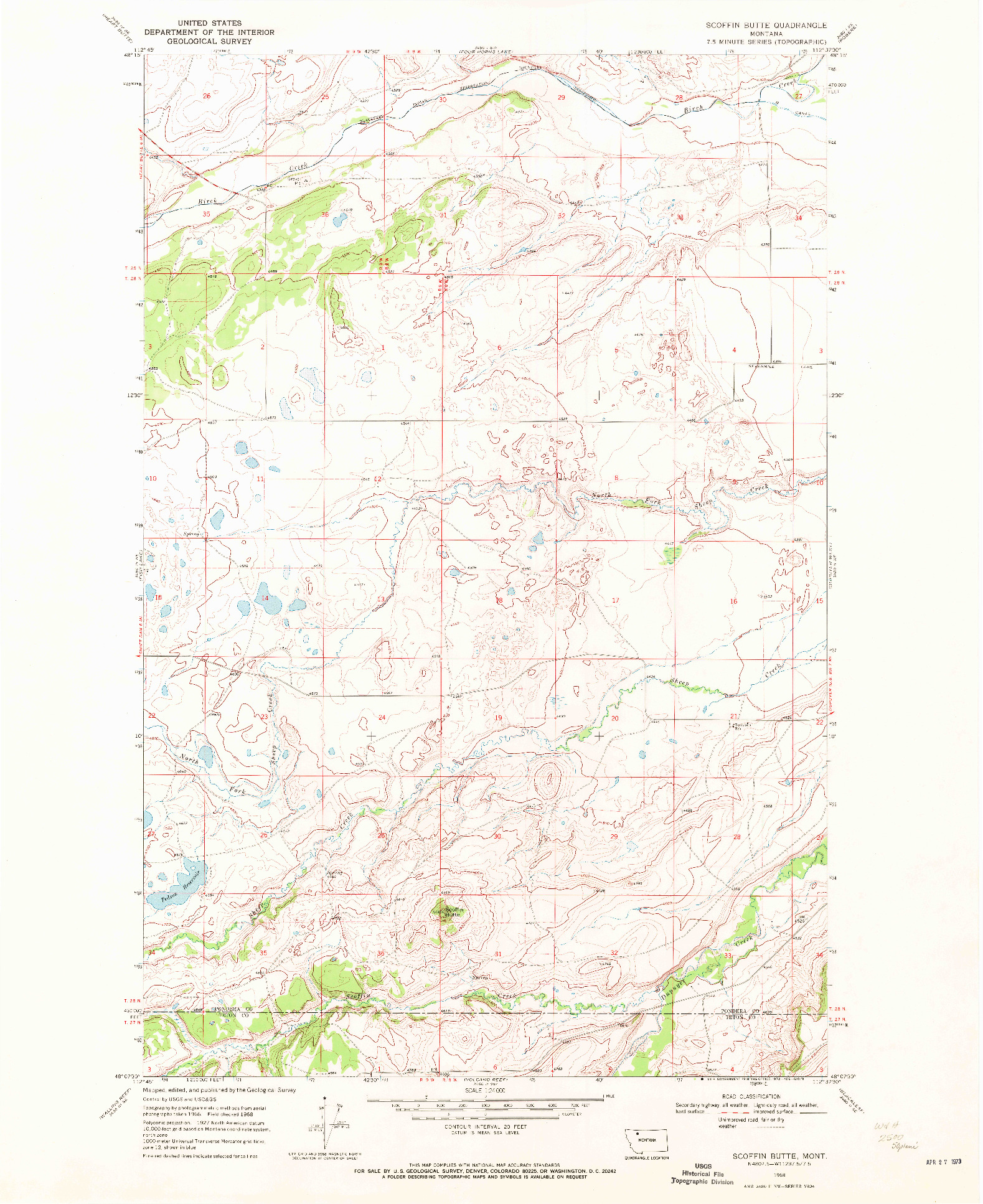 USGS 1:24000-SCALE QUADRANGLE FOR SCOFFIN BUTTE, MT 1968