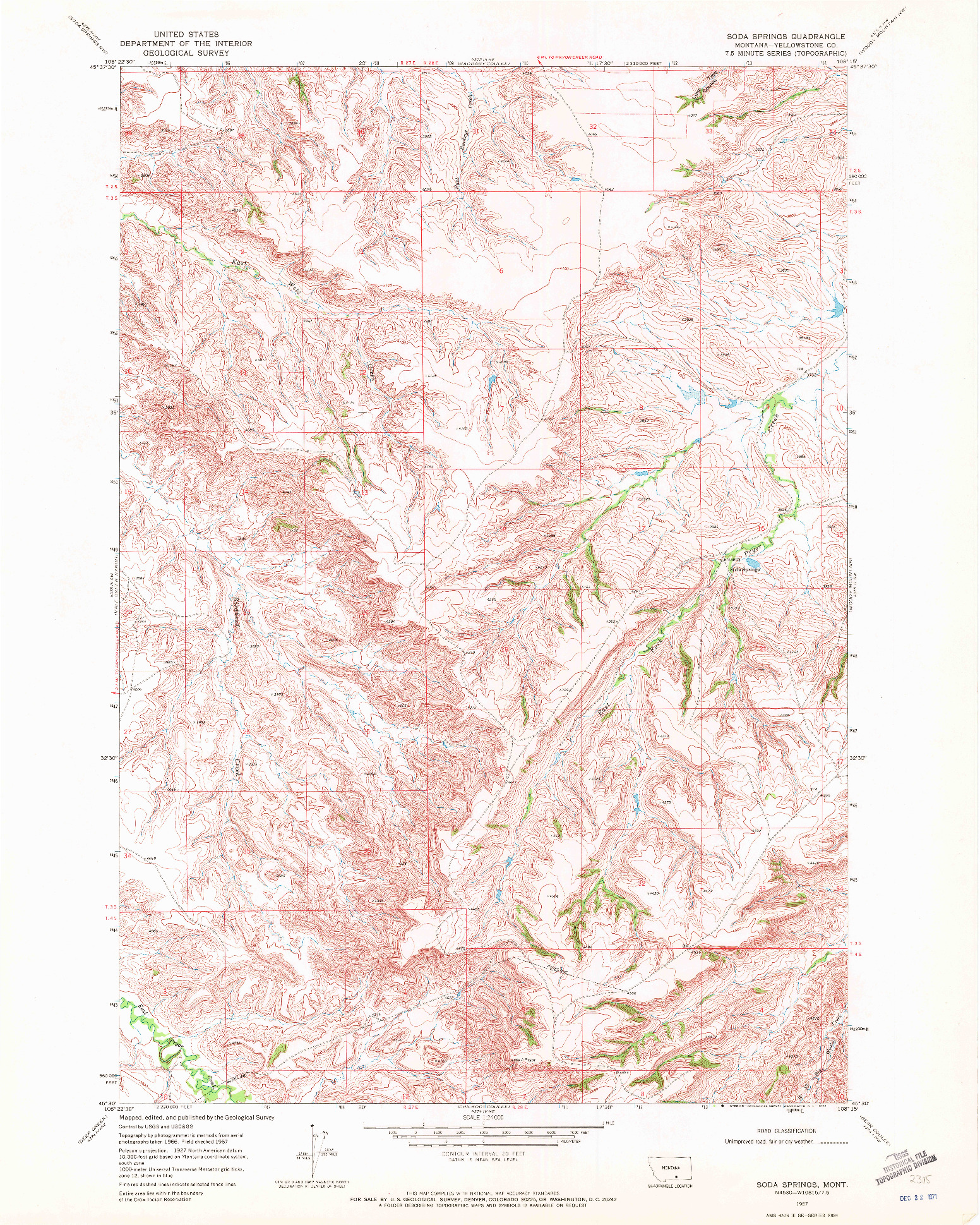 USGS 1:24000-SCALE QUADRANGLE FOR SODA SPRINGS, MT 1967