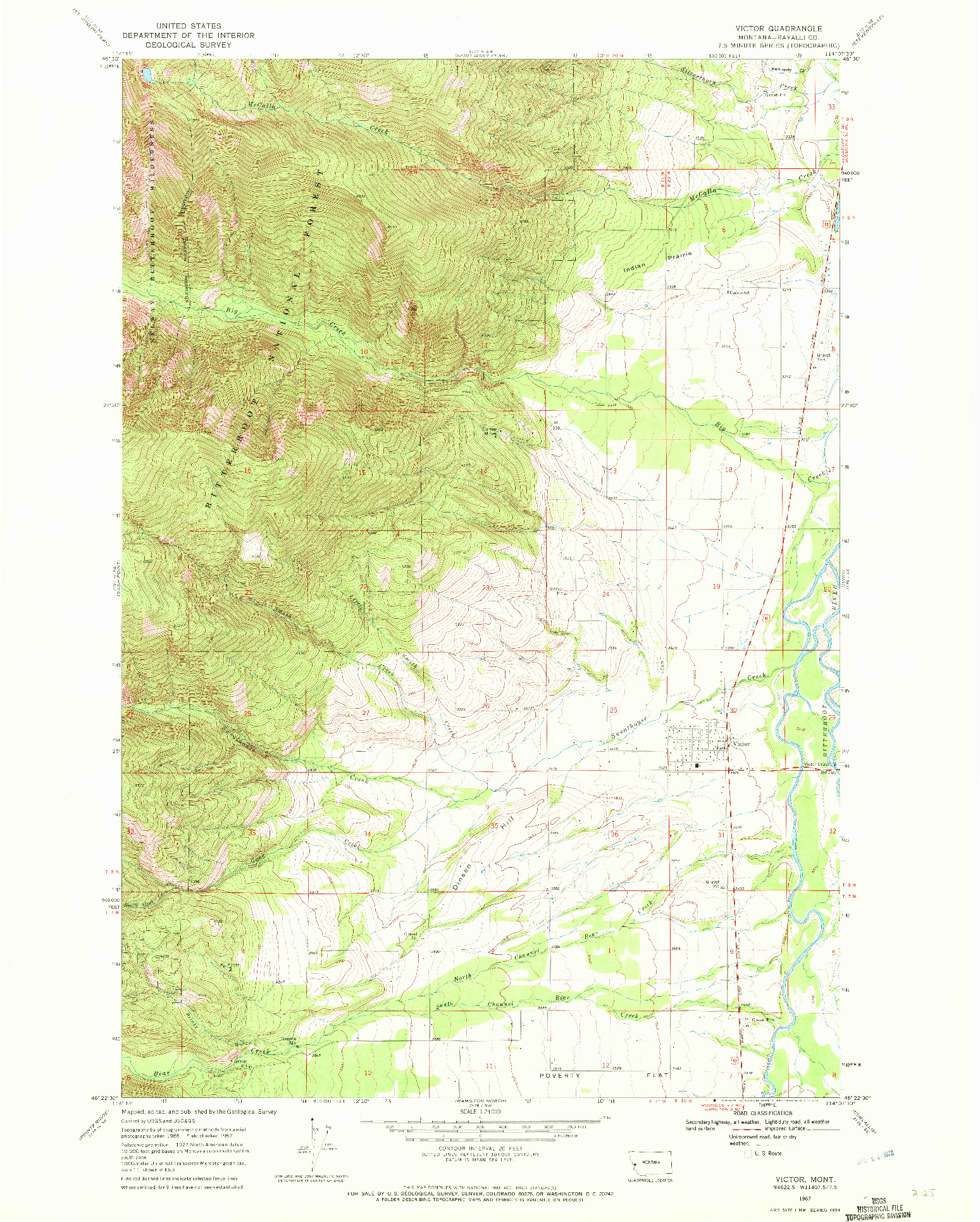 USGS 1:24000-SCALE QUADRANGLE FOR VICTOR, MT 1967