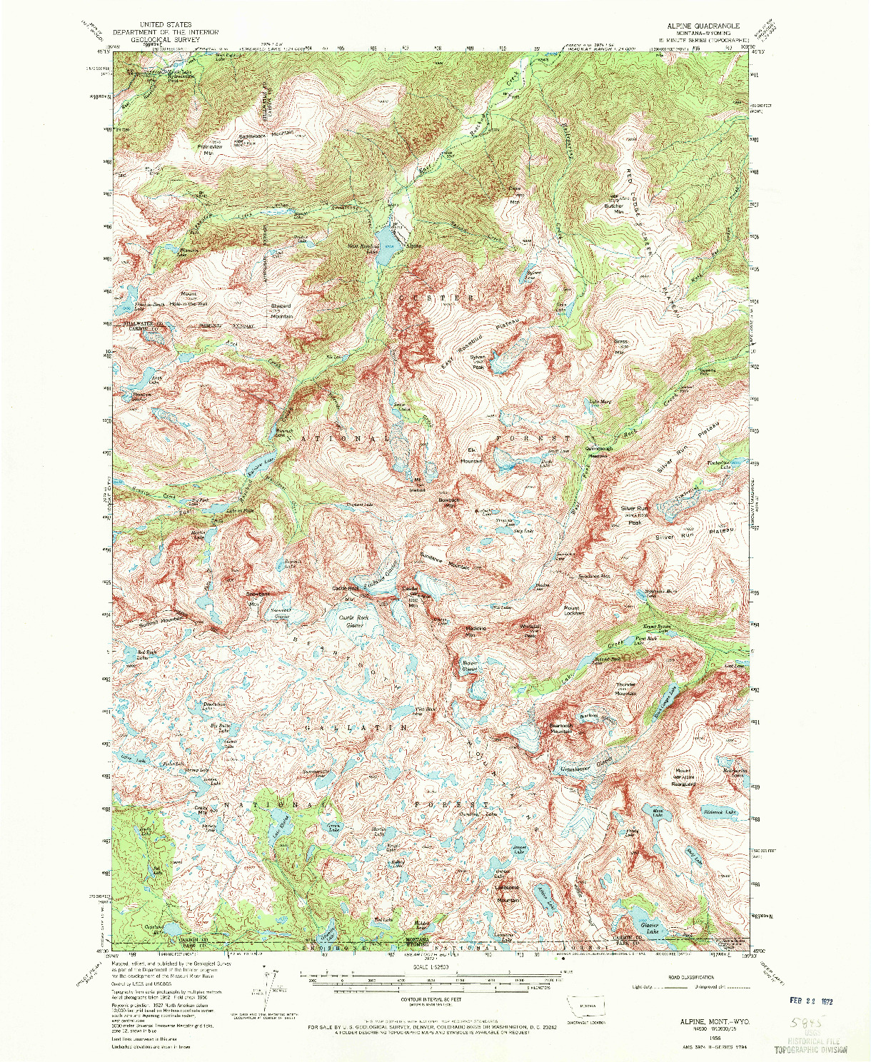 USGS 1:62500-SCALE QUADRANGLE FOR ALPINE, MT 1956