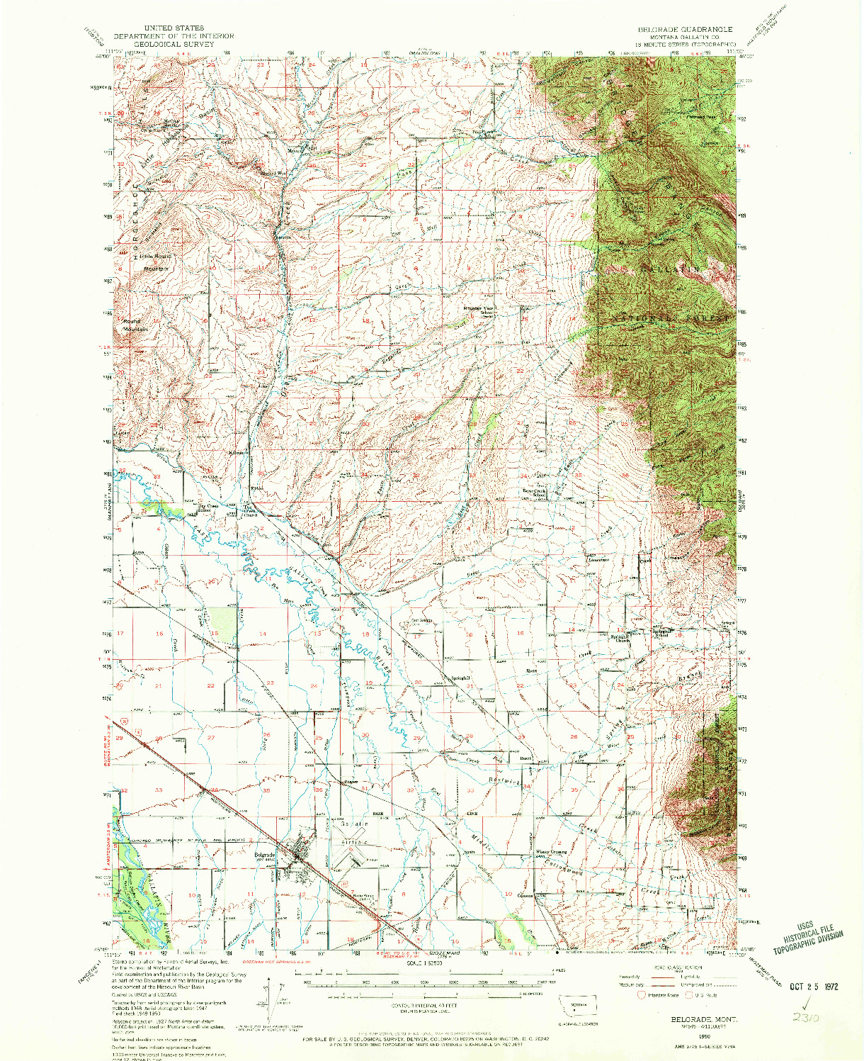 USGS 1:62500-SCALE QUADRANGLE FOR BELGRADE, MT 1950