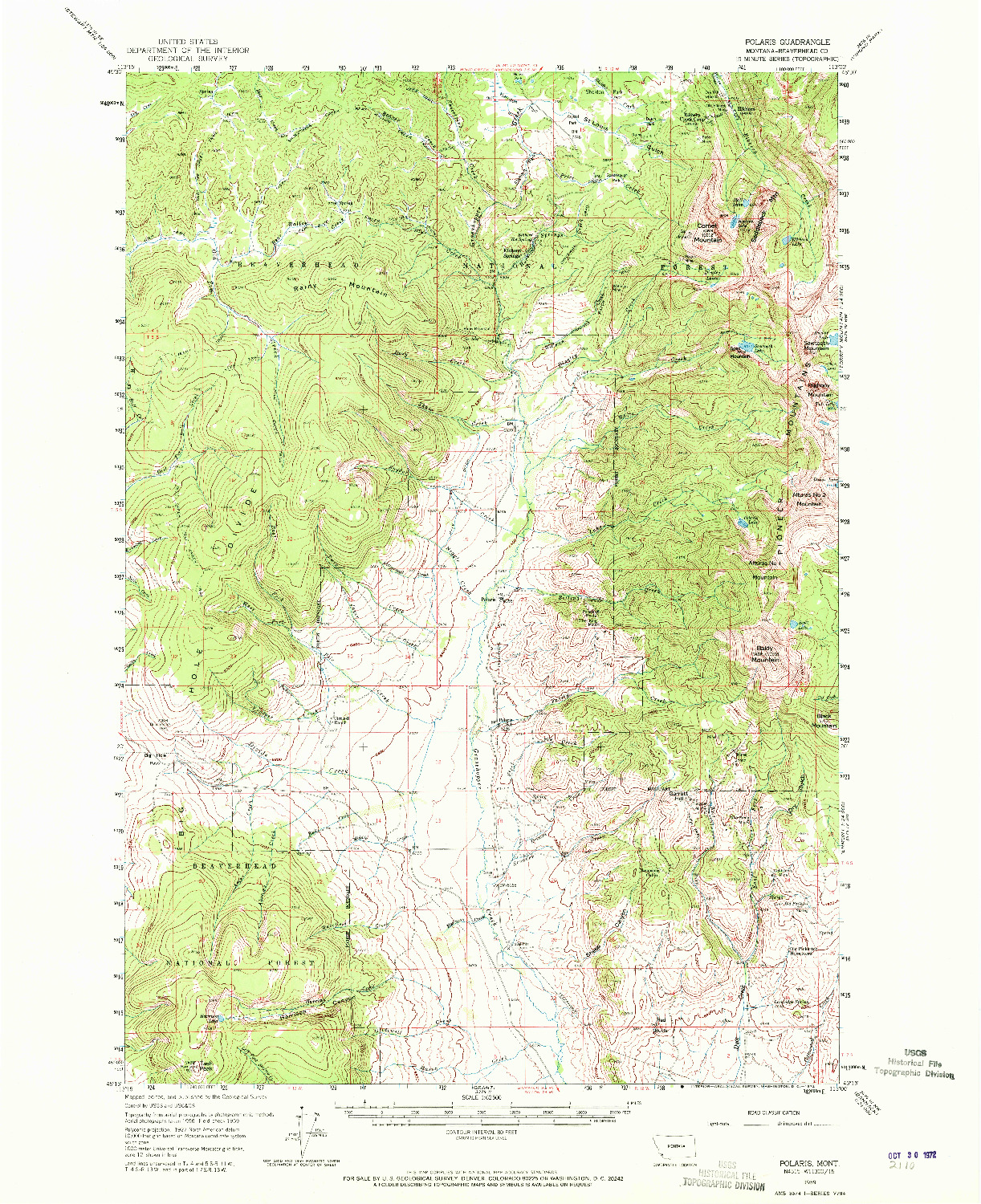 USGS 1:62500-SCALE QUADRANGLE FOR POLARIS, MT 1959