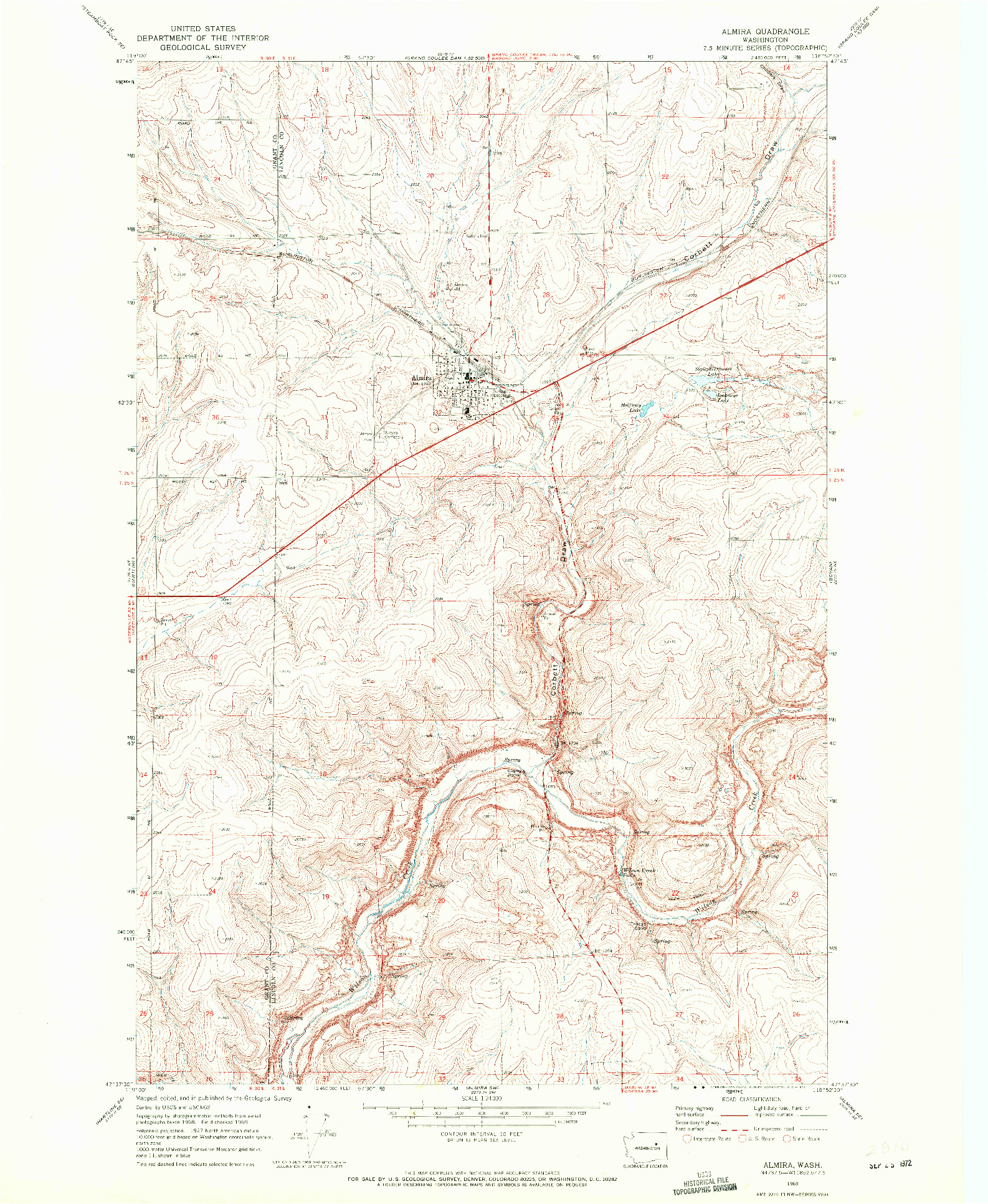 USGS 1:24000-SCALE QUADRANGLE FOR ALMIRA, WA 1969