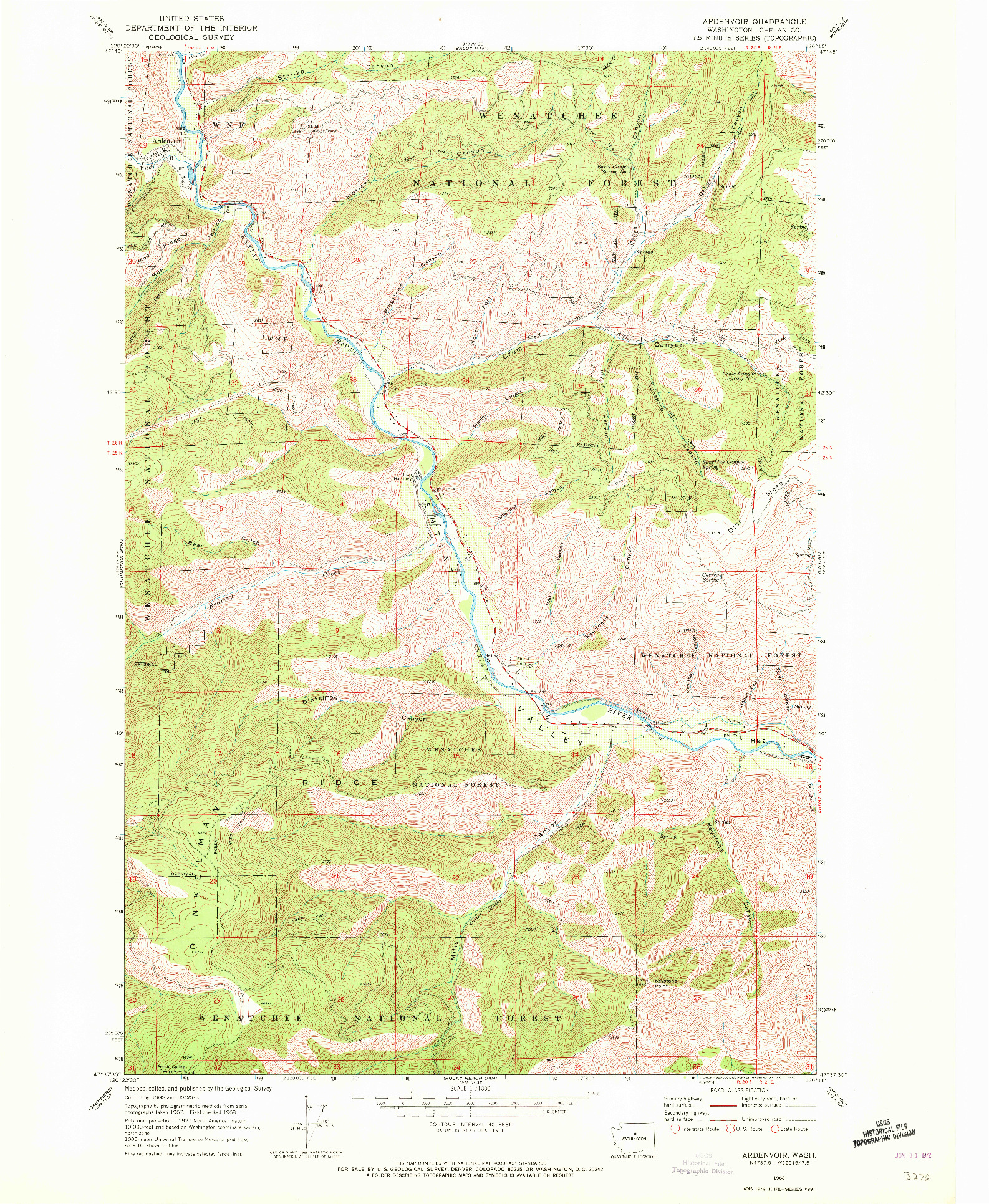 USGS 1:24000-SCALE QUADRANGLE FOR ARDENVOIR, WA 1968