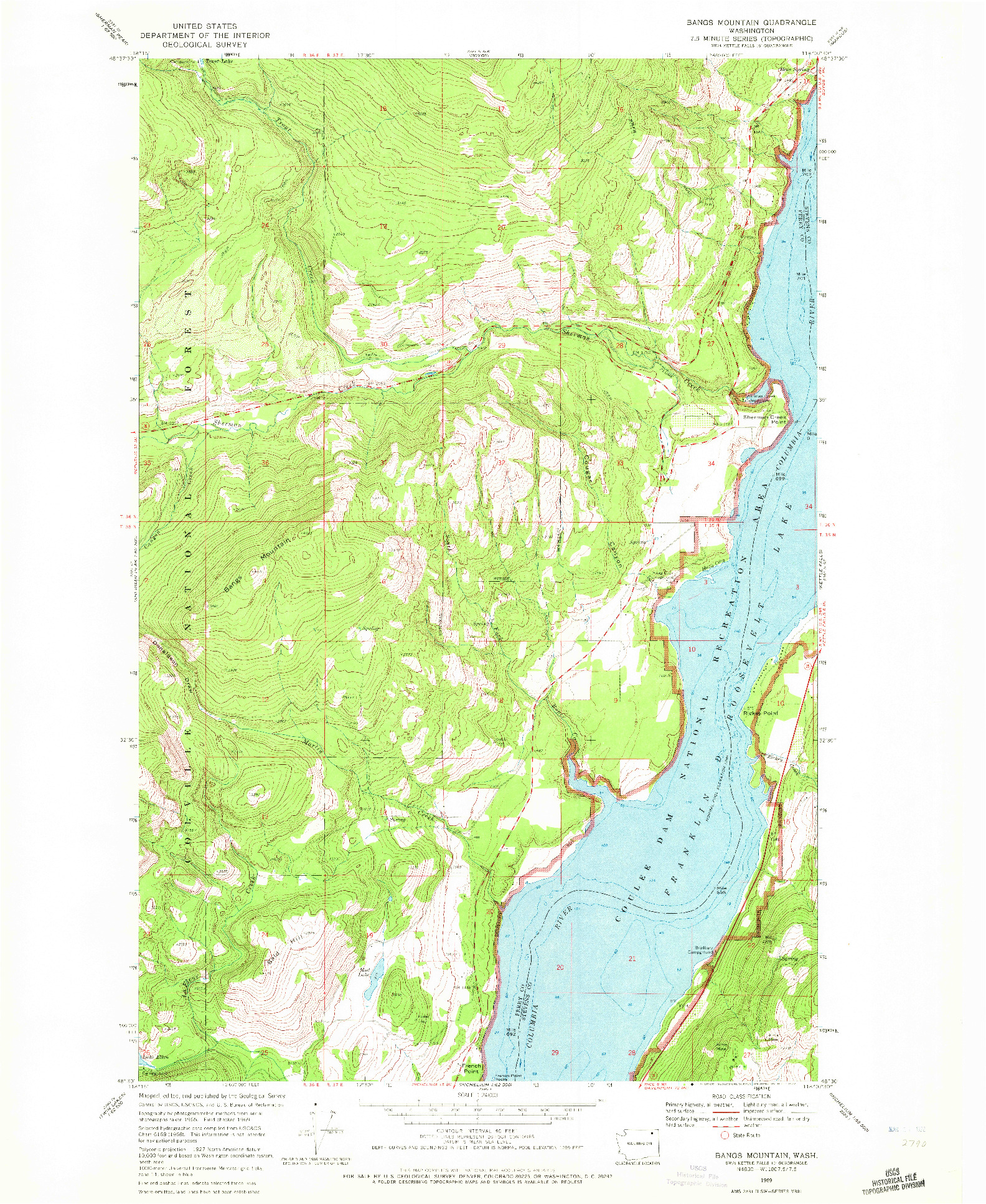 USGS 1:24000-SCALE QUADRANGLE FOR BANGS MOUNTAIN, WA 1969