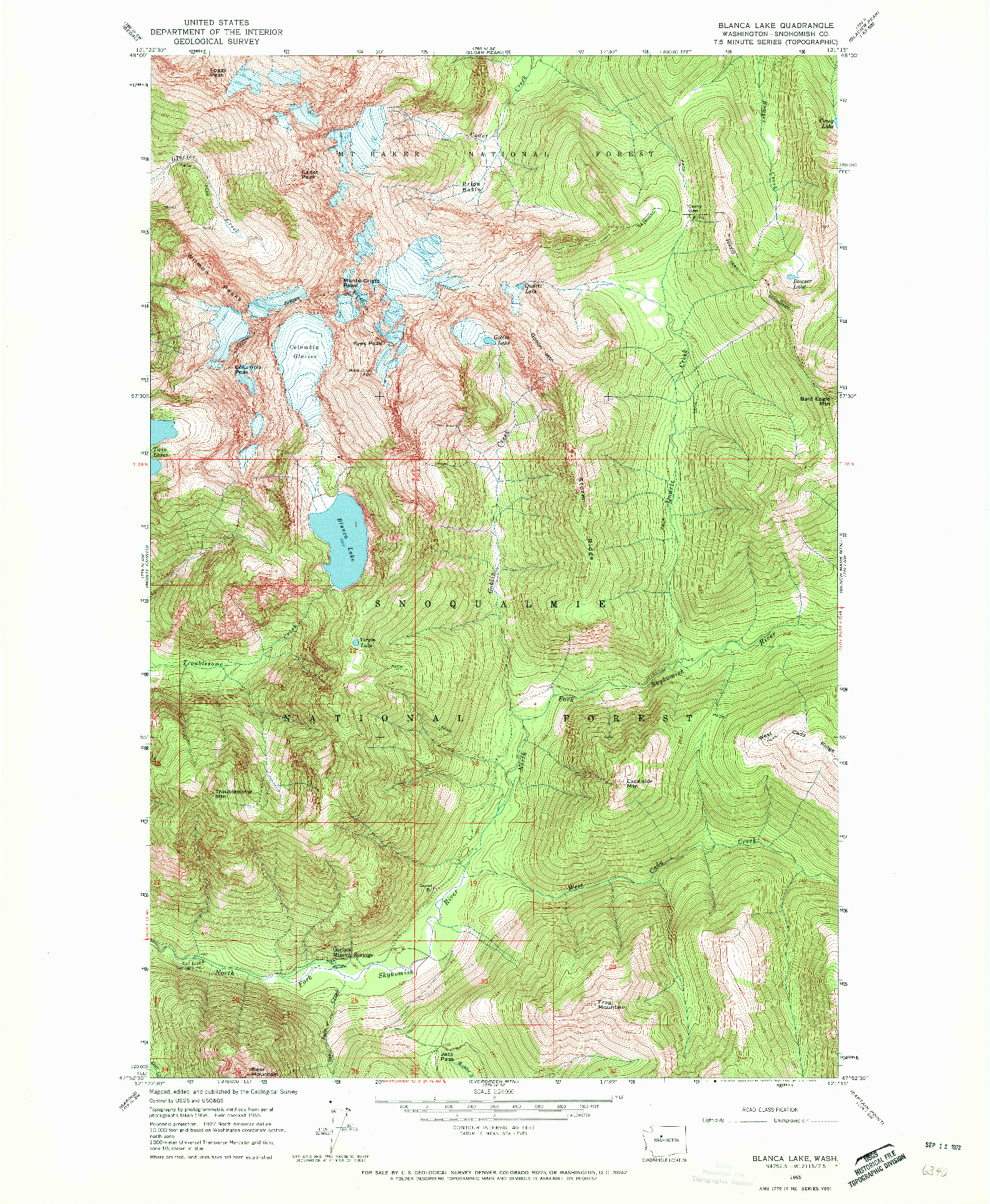 USGS 1:24000-SCALE QUADRANGLE FOR BLANCA LAKE, WA 1965