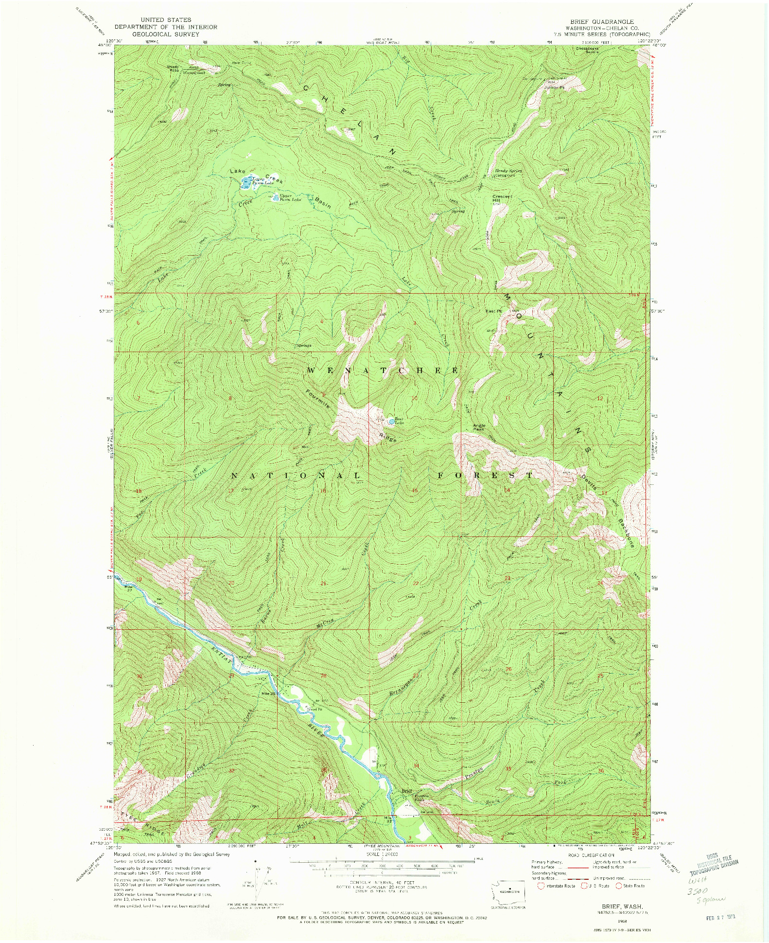 USGS 1:24000-SCALE QUADRANGLE FOR BRIEF, WA 1968