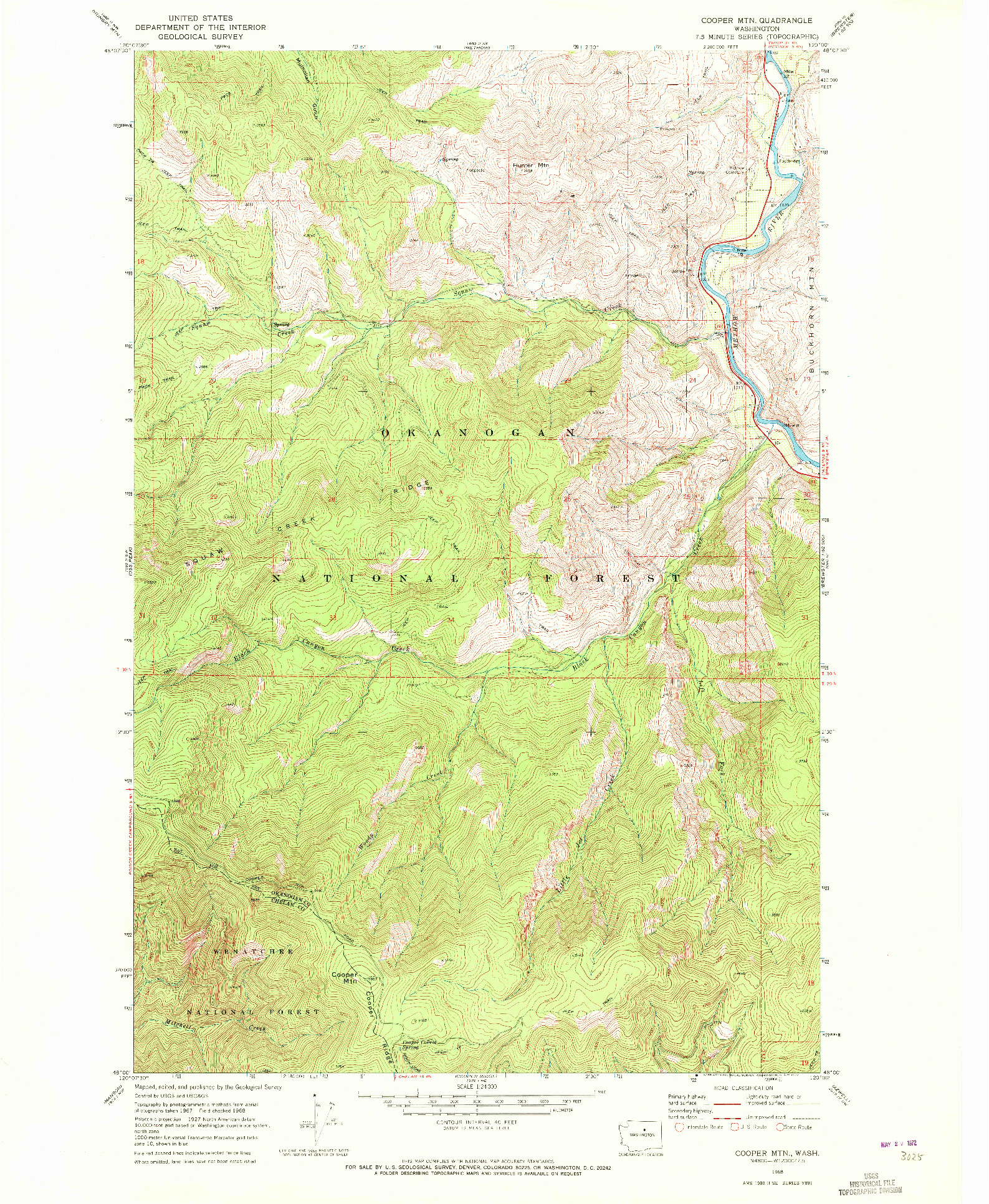 USGS 1:24000-SCALE QUADRANGLE FOR COOPER MTN, WA 1968