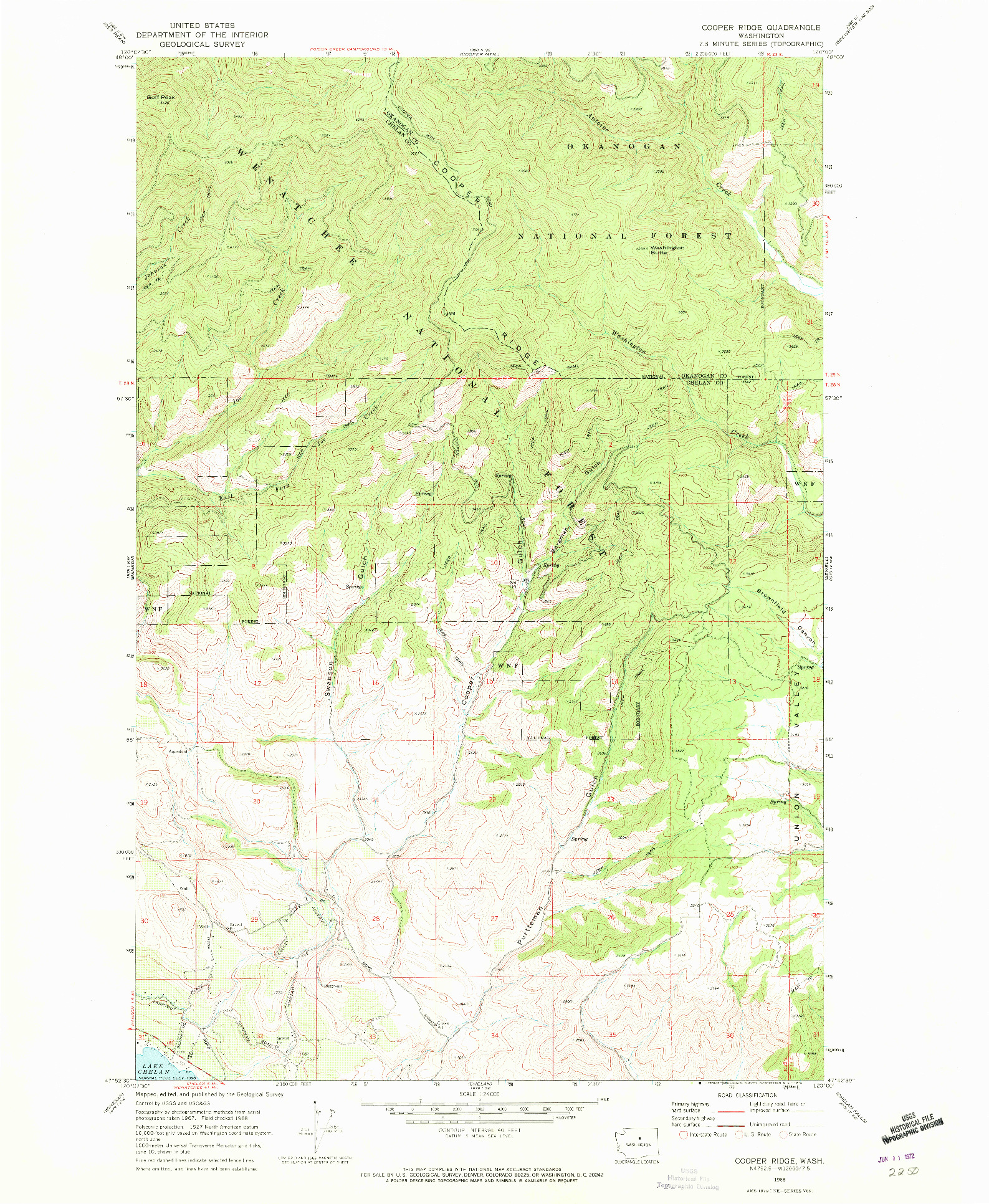 USGS 1:24000-SCALE QUADRANGLE FOR COOPER RIDGE, WA 1968