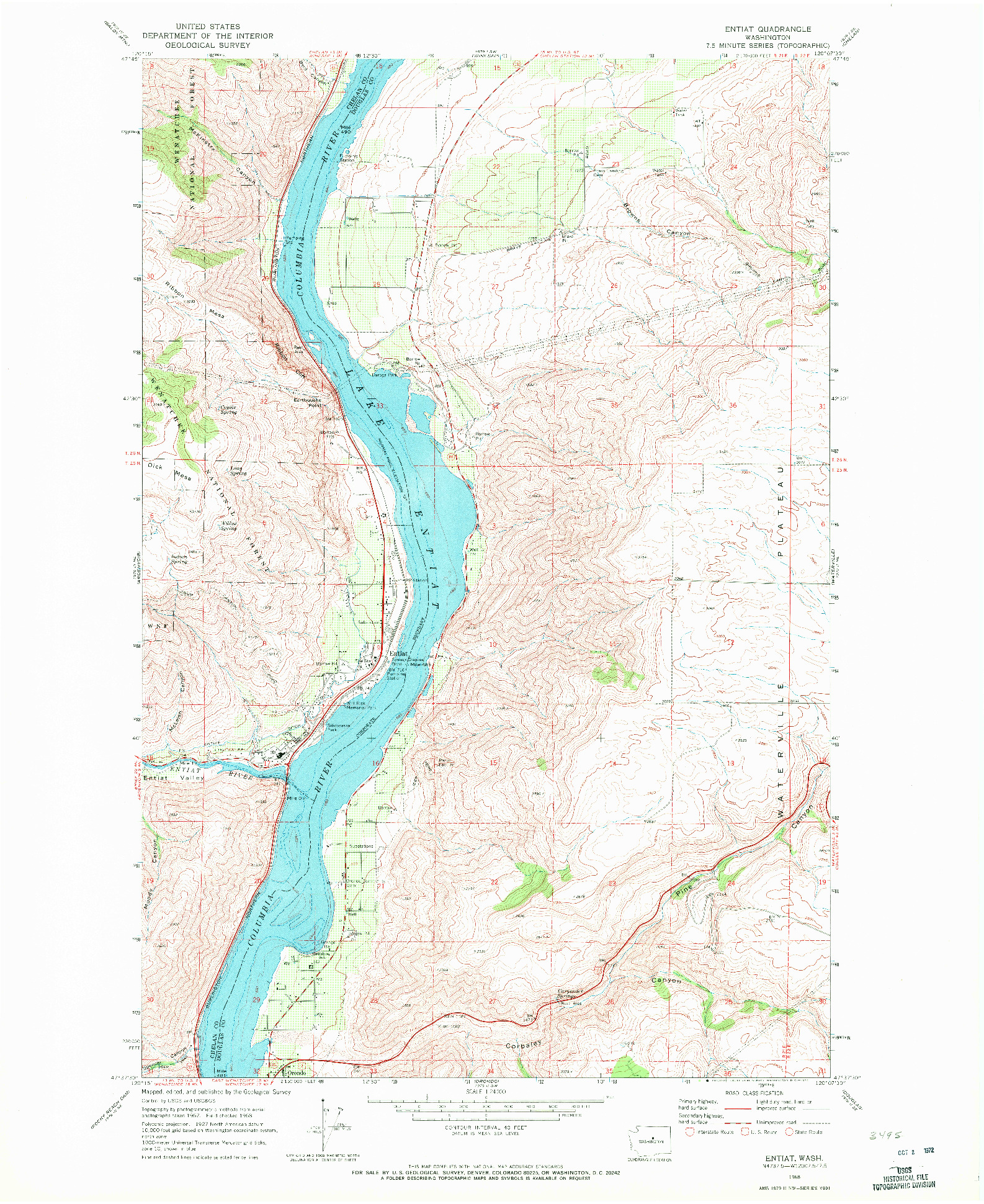 USGS 1:24000-SCALE QUADRANGLE FOR ENTIAT, WA 1968