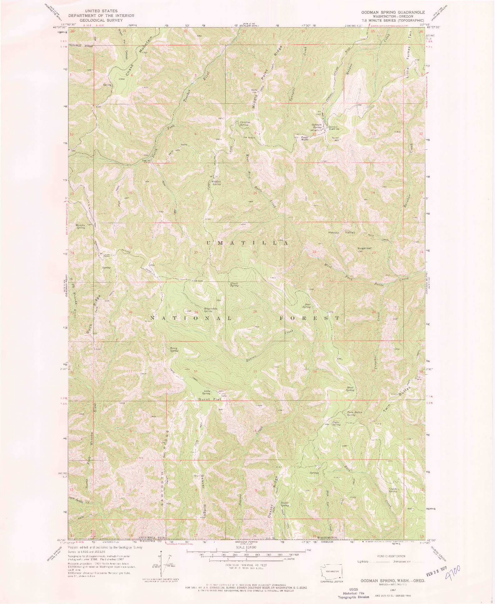 USGS 1:24000-SCALE QUADRANGLE FOR GODMAN SPRING, WA 1967