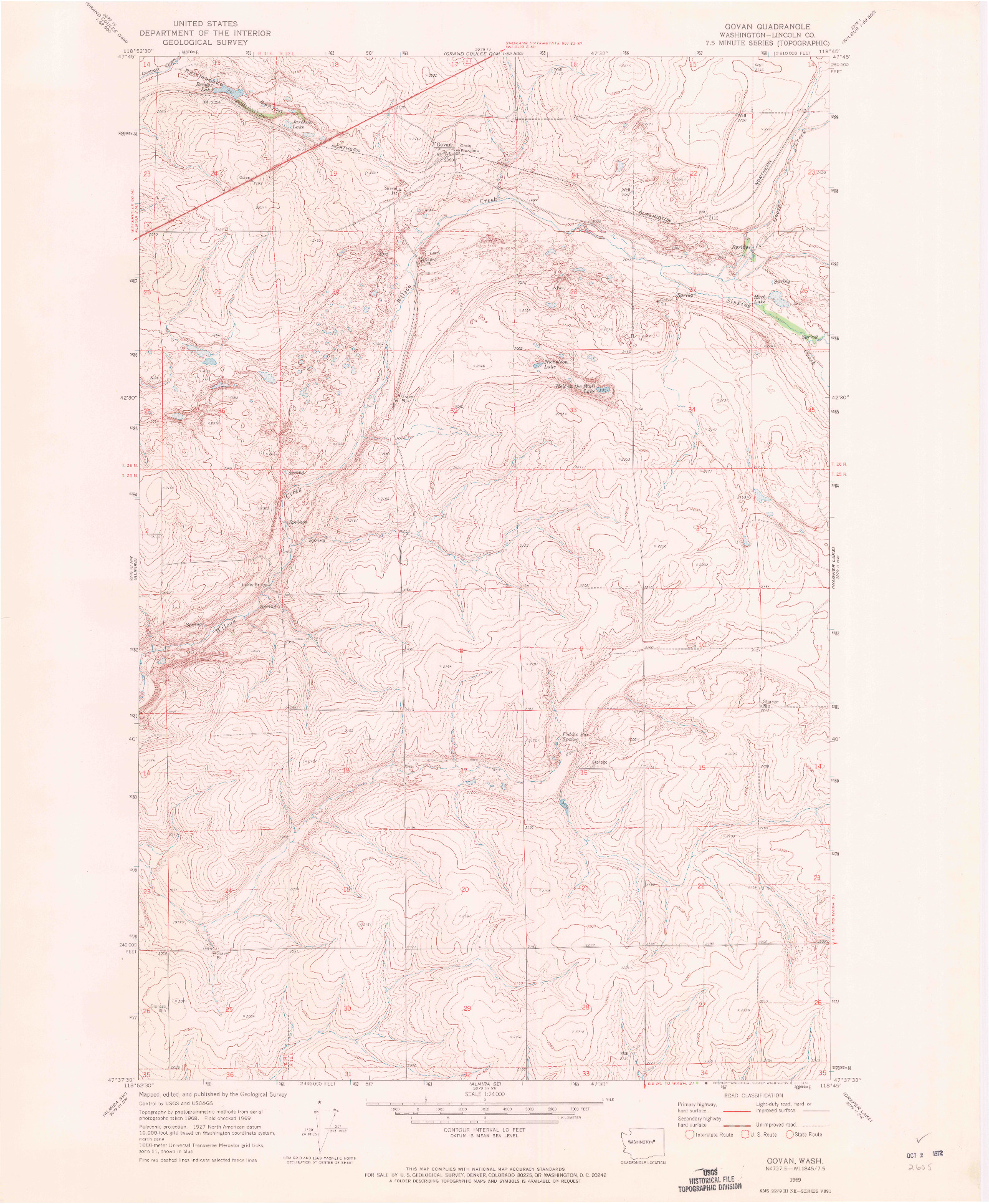 USGS 1:24000-SCALE QUADRANGLE FOR GOVAN, WA 1969