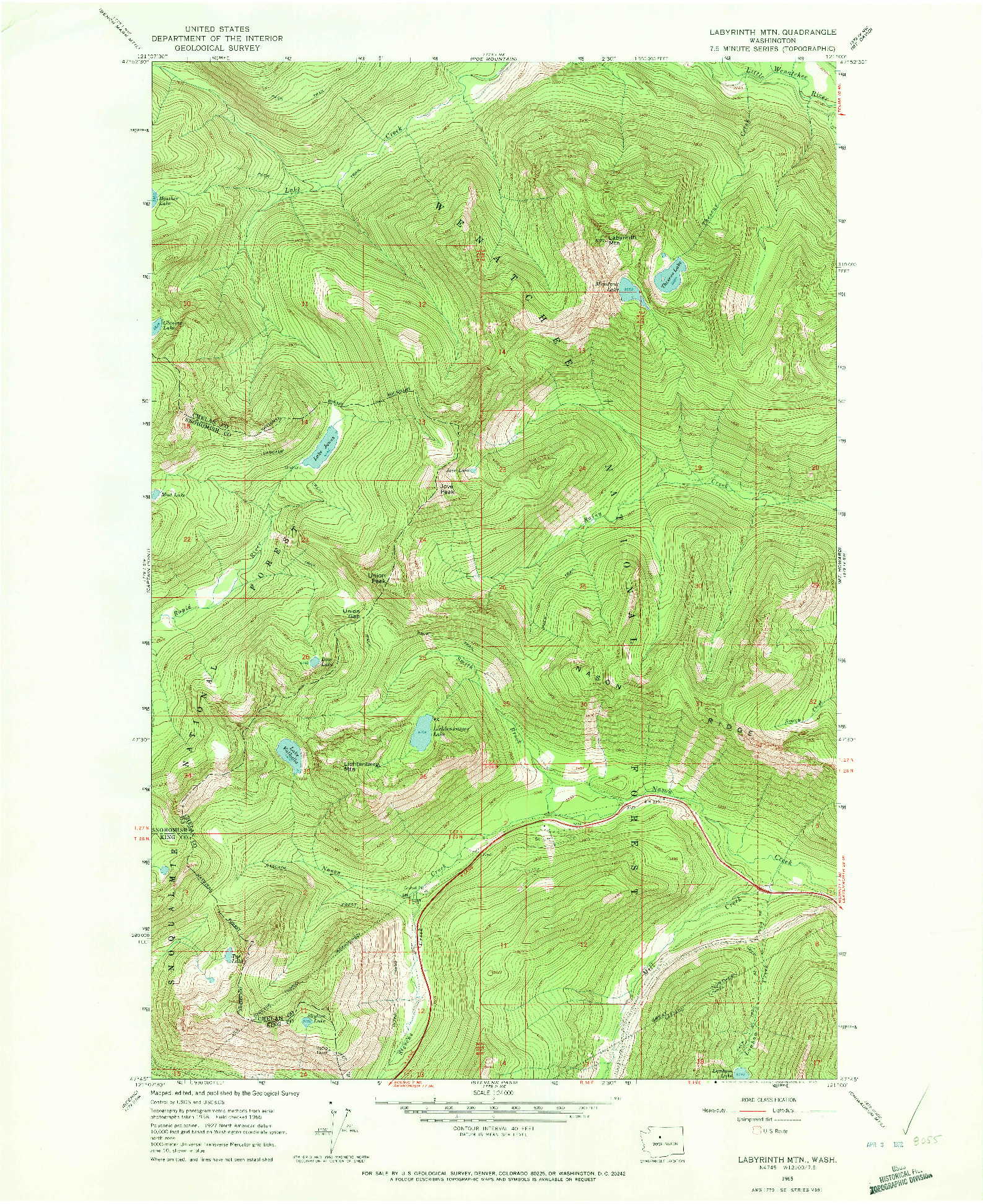 USGS 1:24000-SCALE QUADRANGLE FOR LABYRINTH MTN, WA 1965