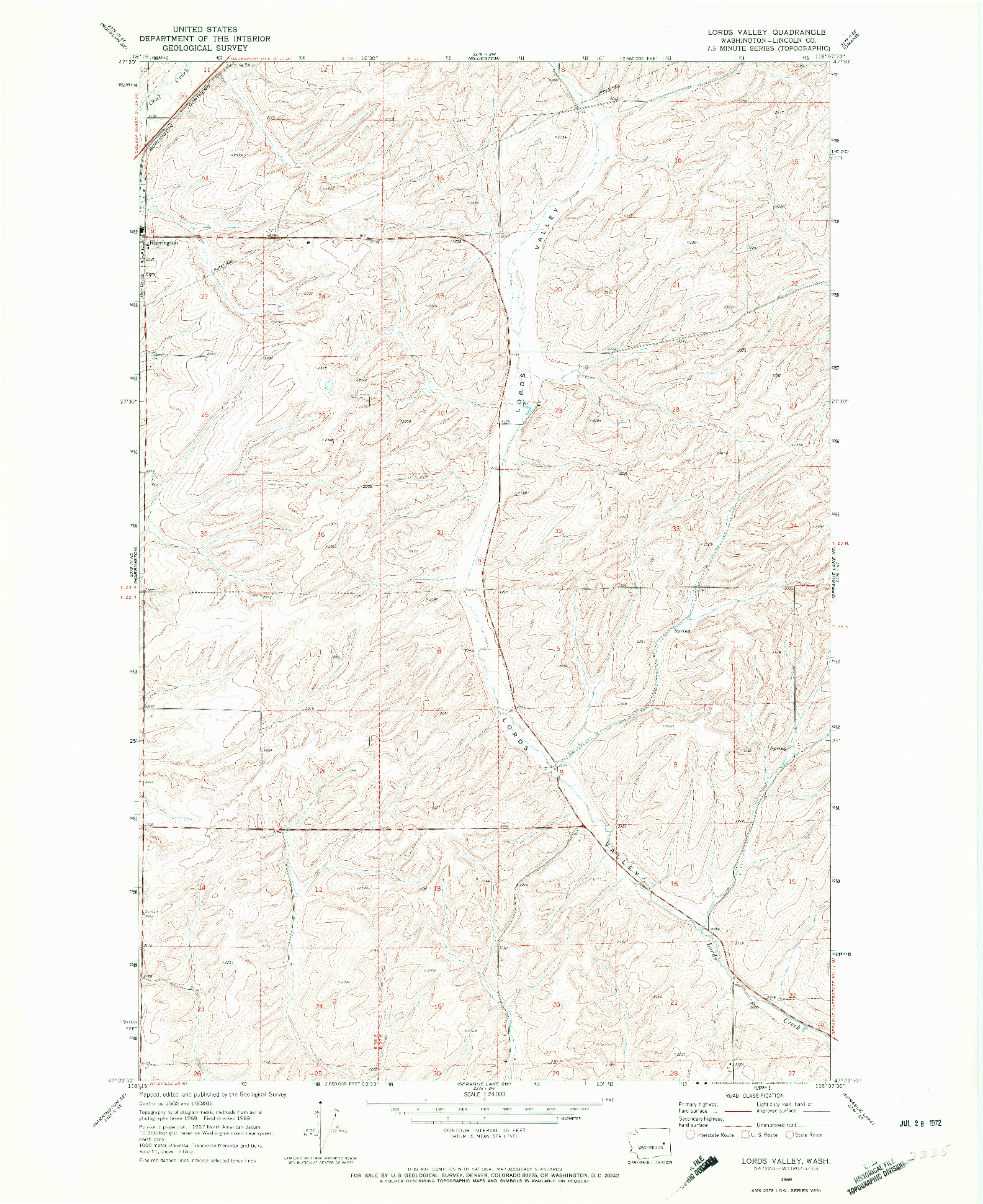 USGS 1:24000-SCALE QUADRANGLE FOR LORDS VALLEY, WA 1969