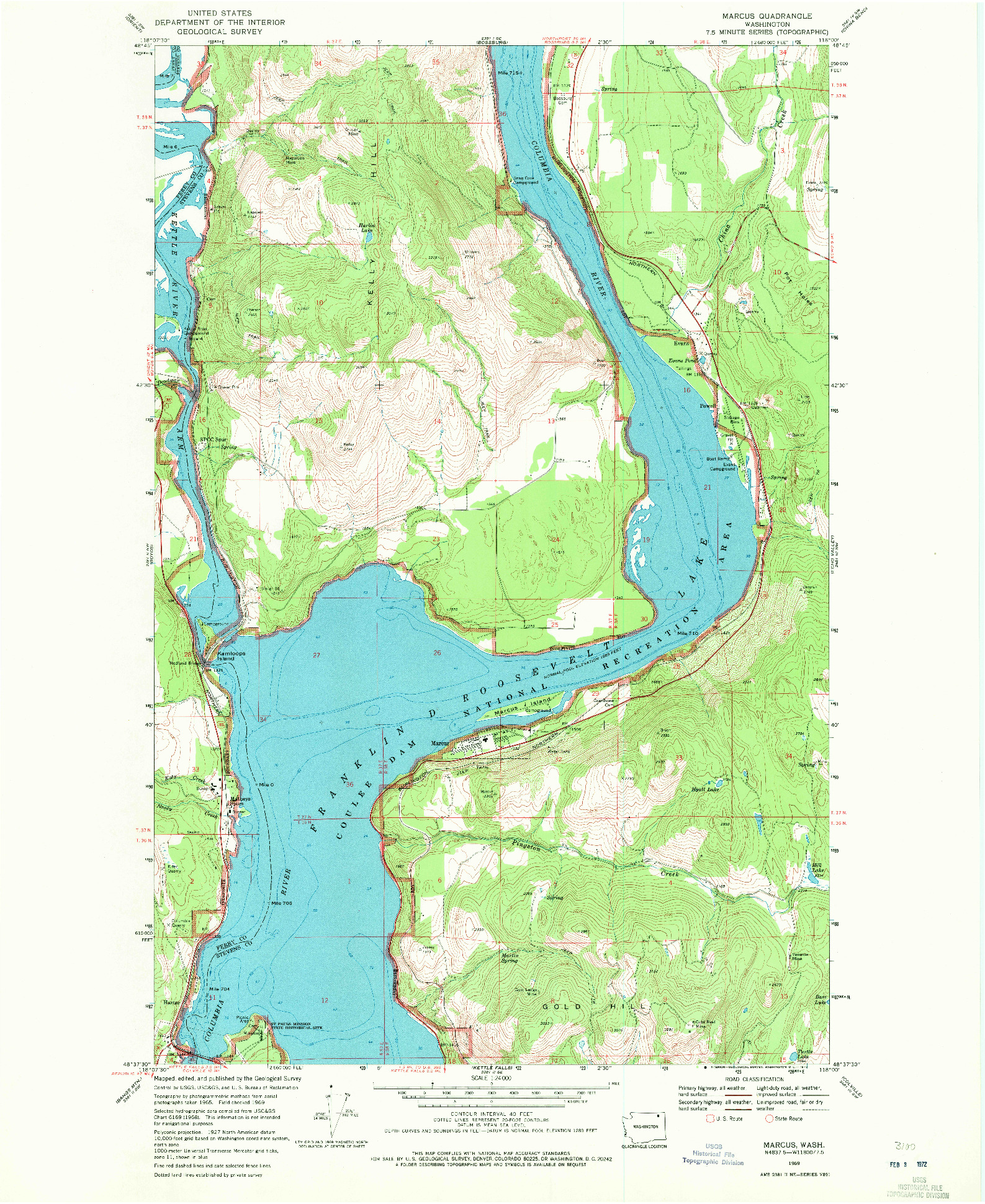 USGS 1:24000-SCALE QUADRANGLE FOR MARCUS, WA 1969