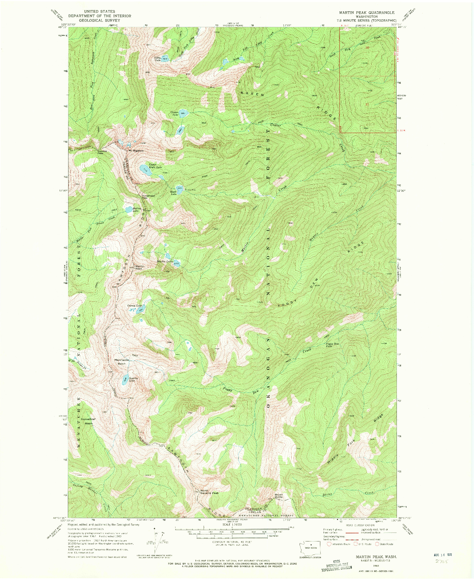 USGS 1:24000-SCALE QUADRANGLE FOR MARTIN PEAK, WA 1969