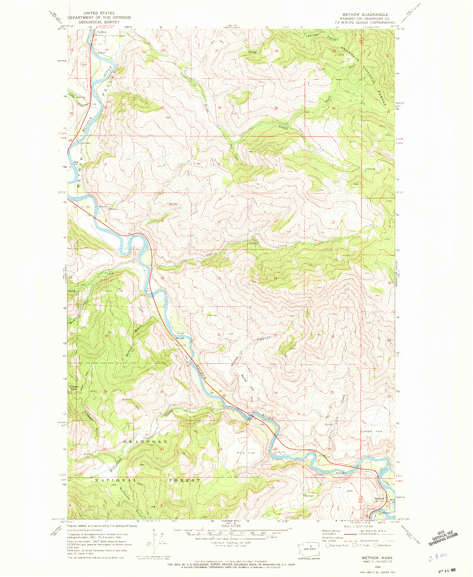 USGS 1:24000-SCALE QUADRANGLE FOR METHOW, WA 1968