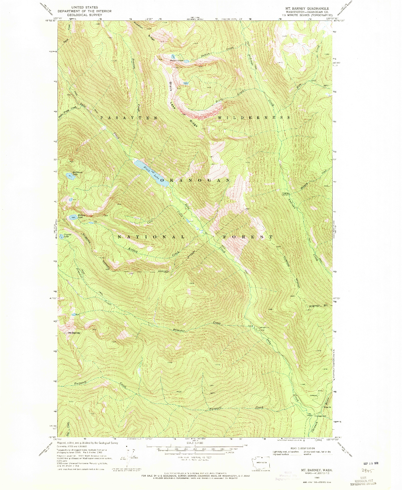 USGS 1:24000-SCALE QUADRANGLE FOR MT. BARNEY, WA 1969