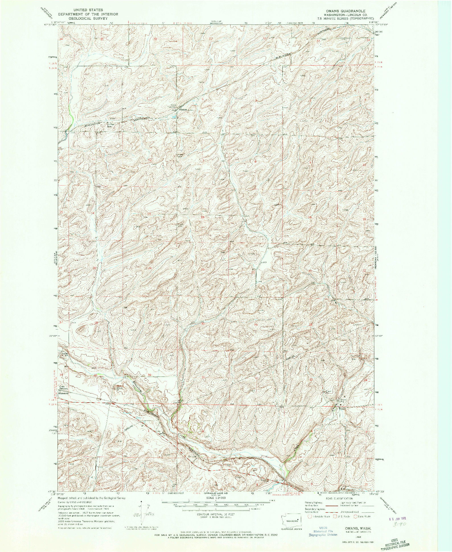 USGS 1:24000-SCALE QUADRANGLE FOR OMANS, WA 1969