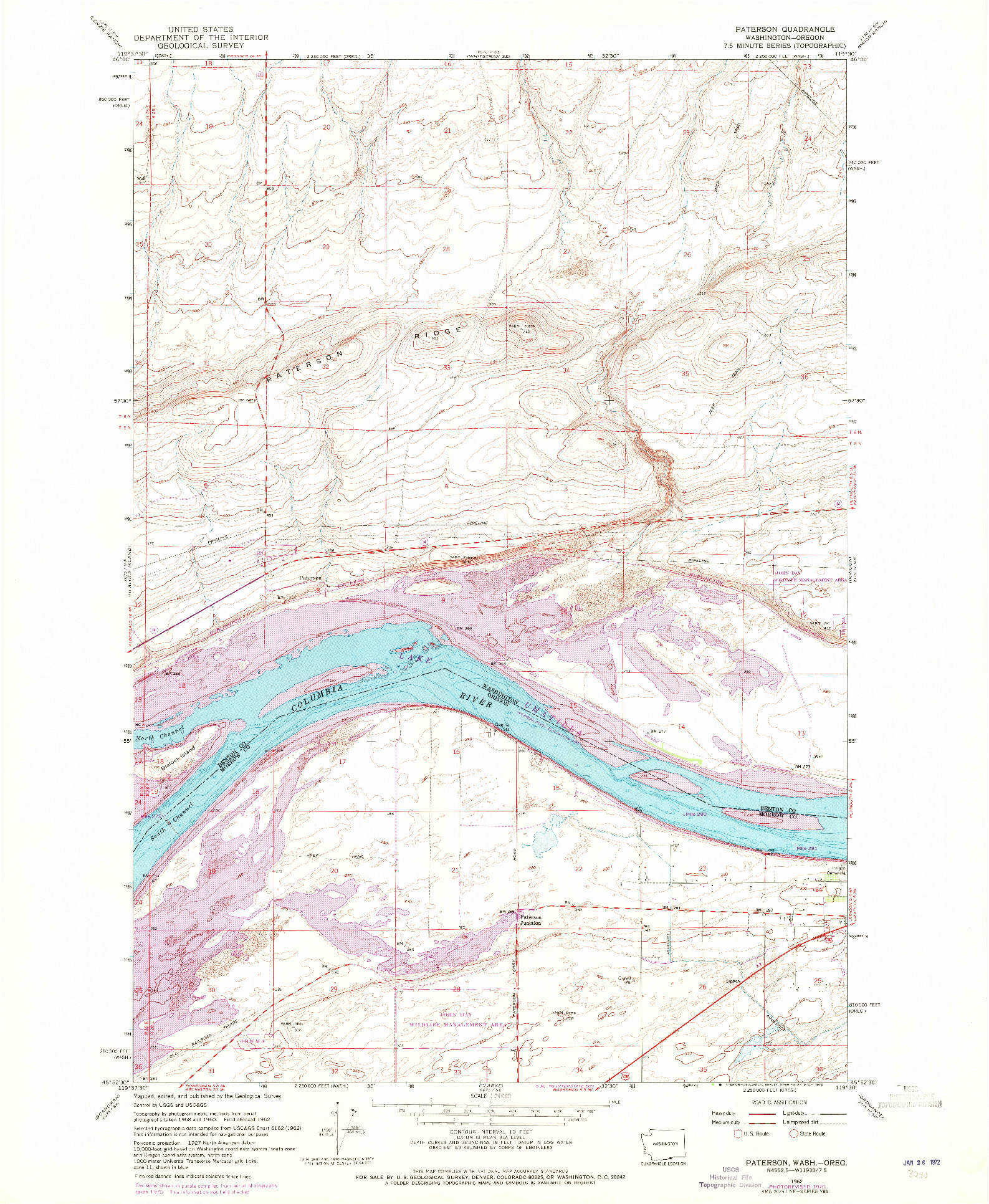 USGS 1:24000-SCALE QUADRANGLE FOR PATERSON, WA 1962