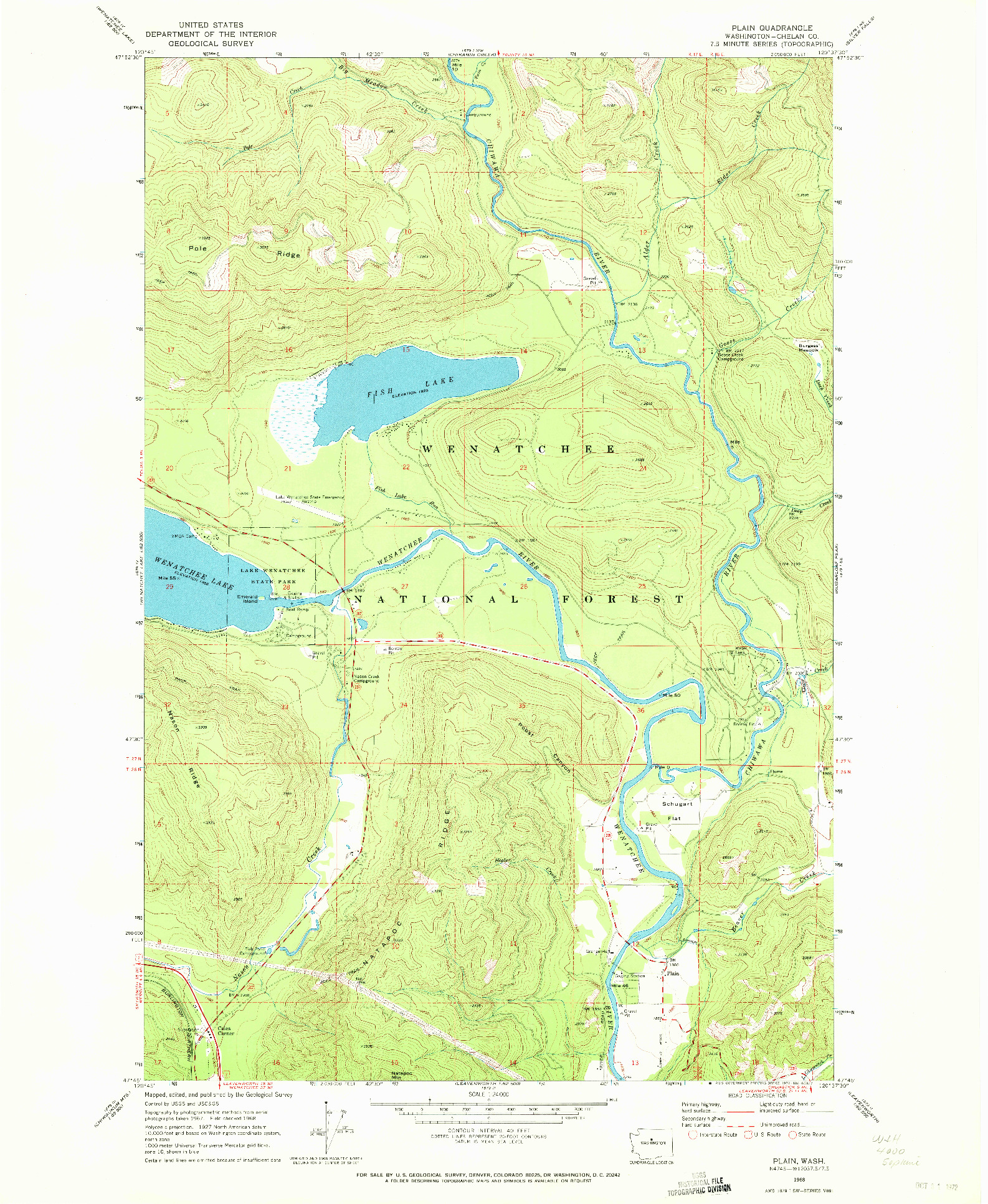 USGS 1:24000-SCALE QUADRANGLE FOR PLAIN, WA 1968