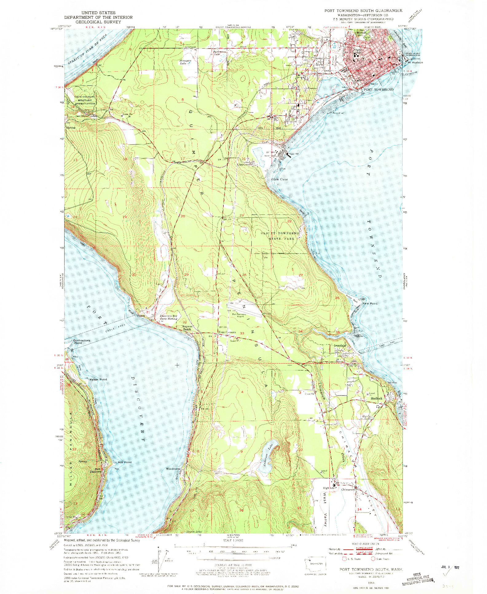 USGS 1:24000-SCALE QUADRANGLE FOR PORT TOWNSEND SOUTH, WA 1953