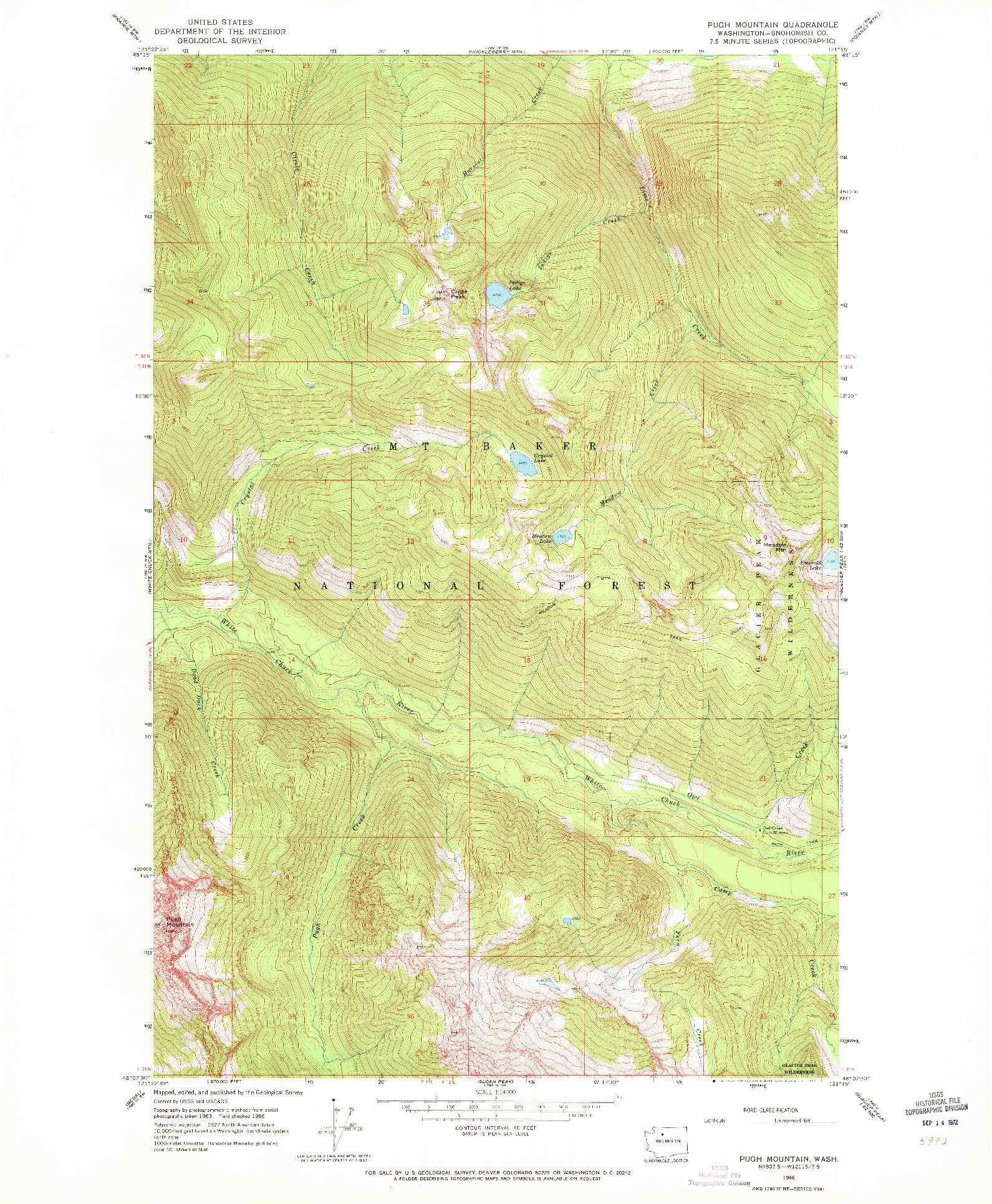 USGS 1:24000-SCALE QUADRANGLE FOR PUGH MOUNTAIN, WA 1966