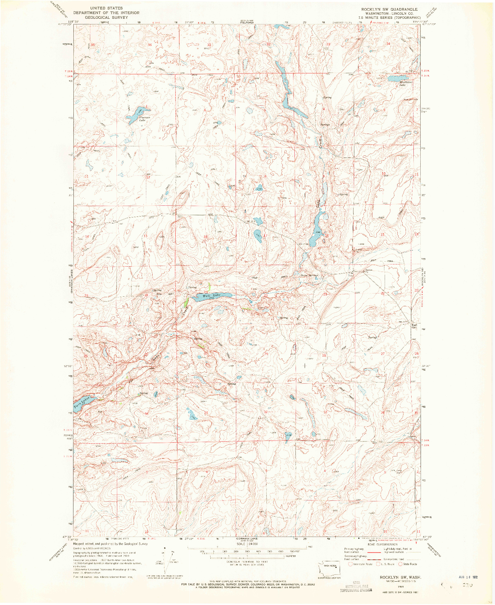 USGS 1:24000-SCALE QUADRANGLE FOR ROCKLYN SW, WA 1969
