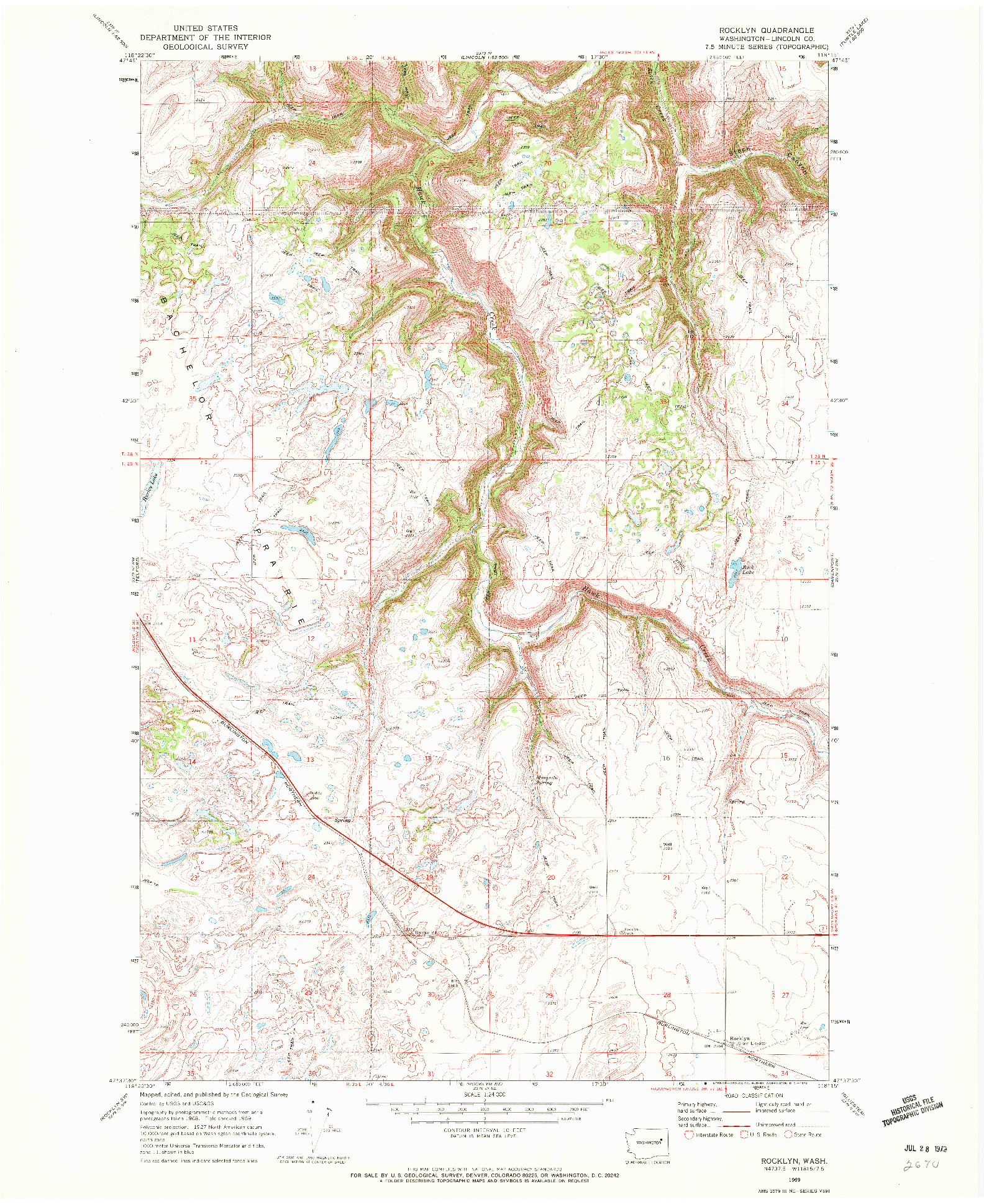 USGS 1:24000-SCALE QUADRANGLE FOR ROCKLYN, WA 1969