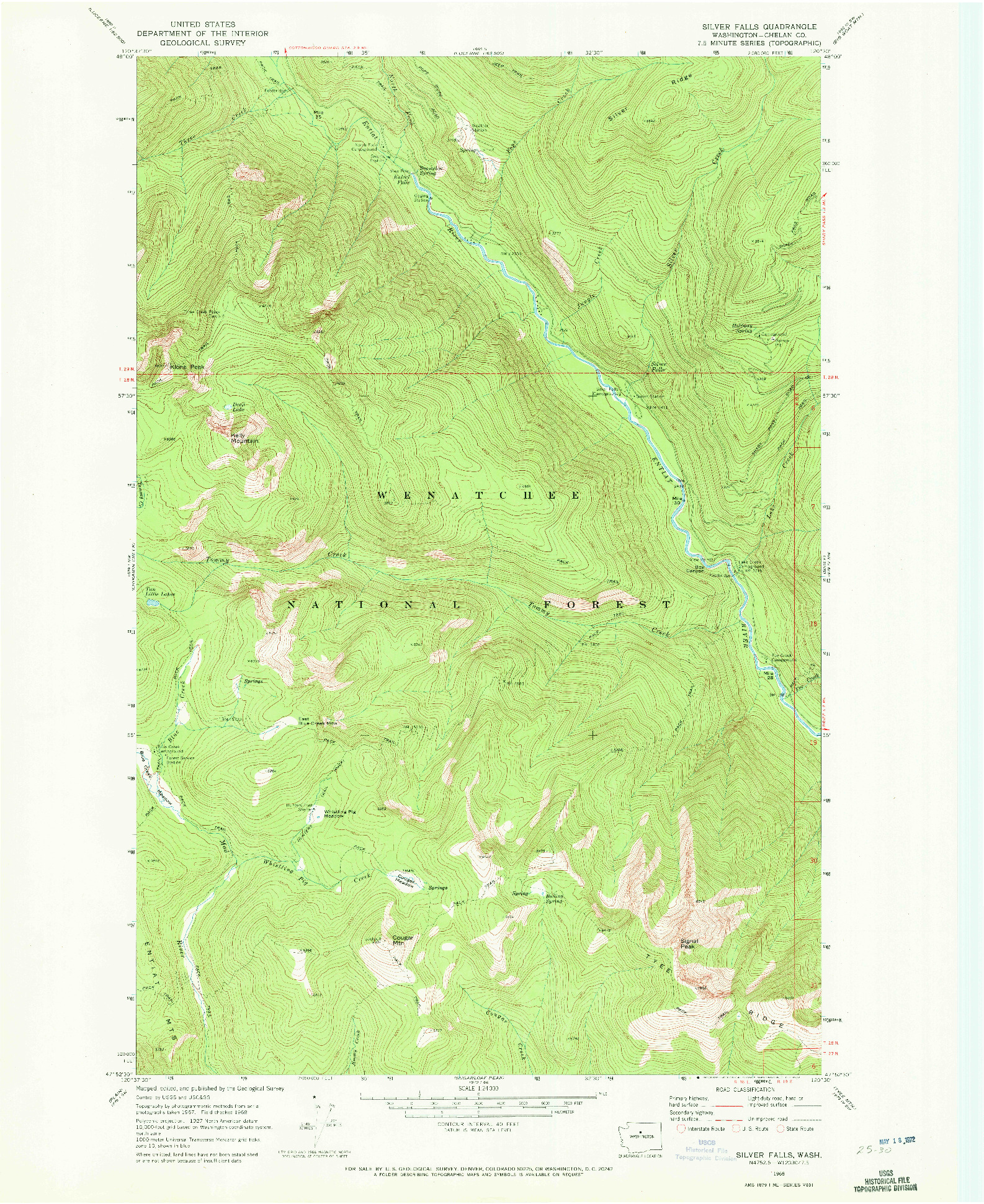 USGS 1:24000-SCALE QUADRANGLE FOR SILVER FALLS, WA 1968