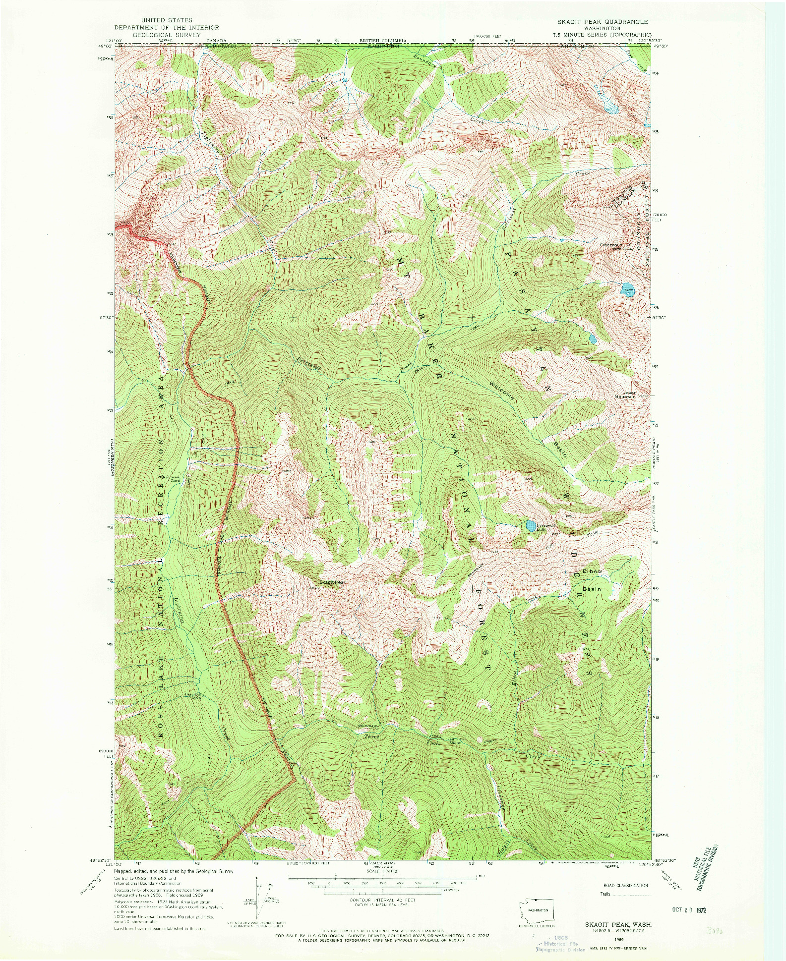 USGS 1:24000-SCALE QUADRANGLE FOR SKAGIT PEAK, WA 1969