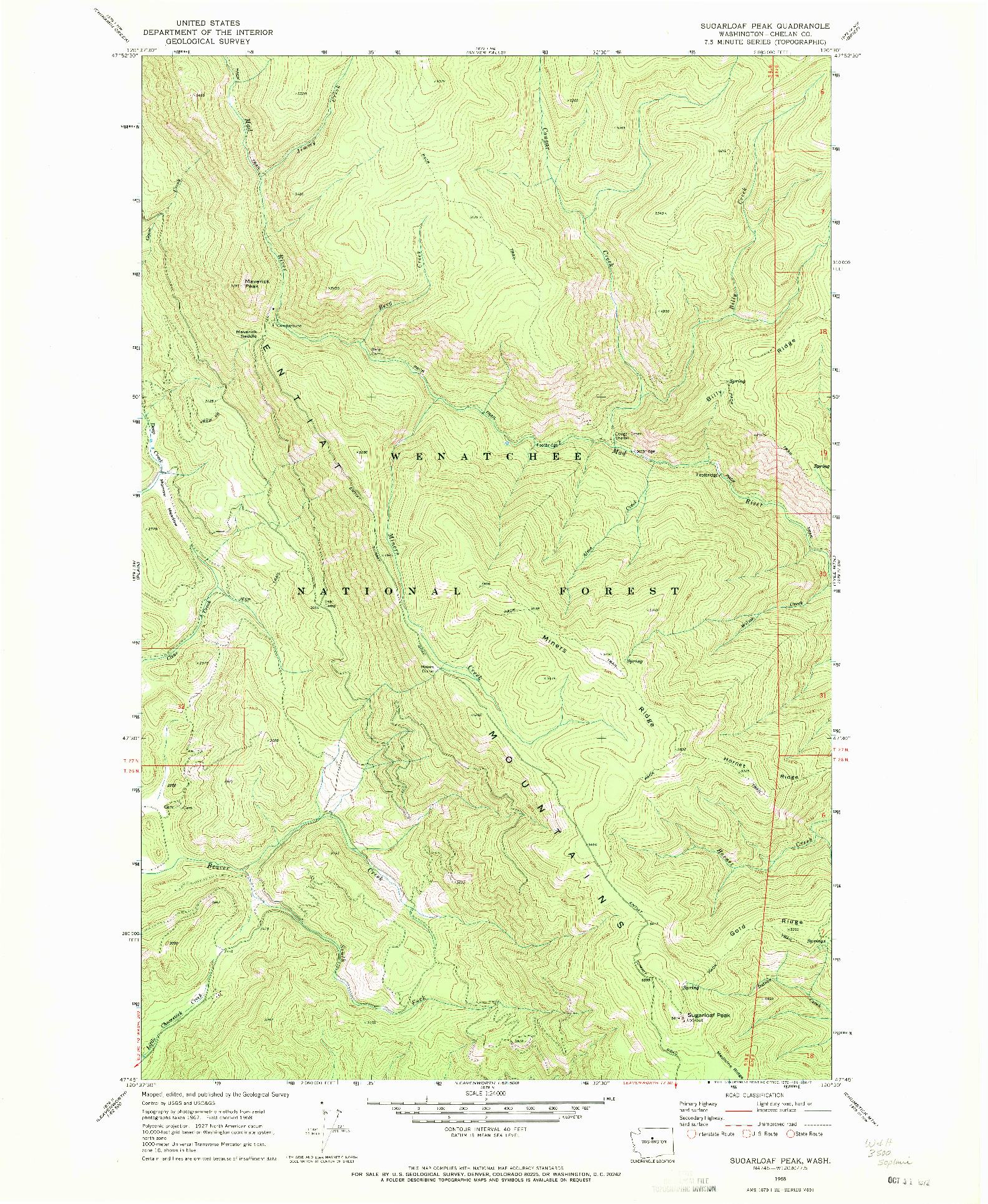 USGS 1:24000-SCALE QUADRANGLE FOR SUGARLOAF PEAK, WA 1968