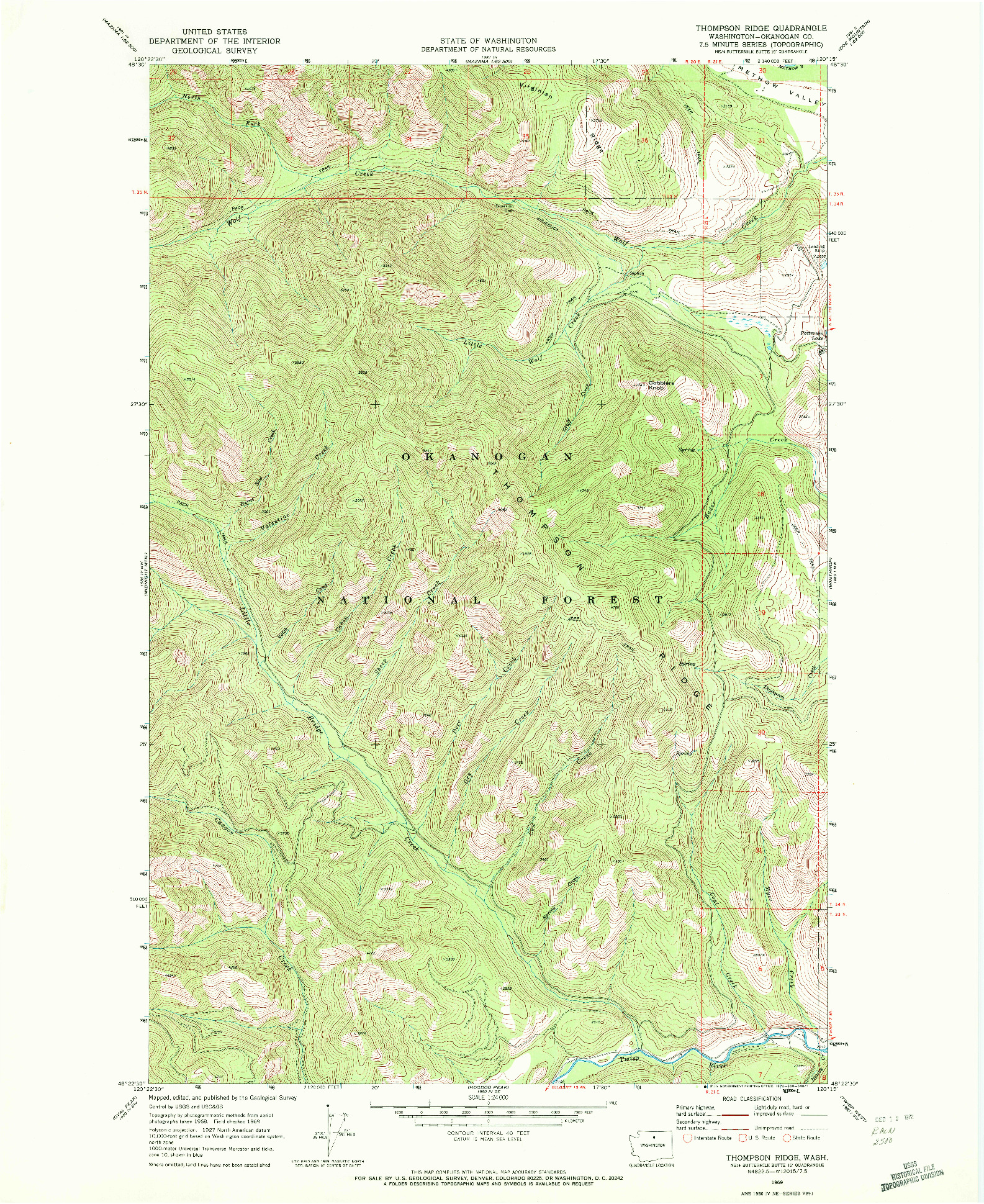 USGS 1:24000-SCALE QUADRANGLE FOR THOMPSON RIDGE, WA 1969