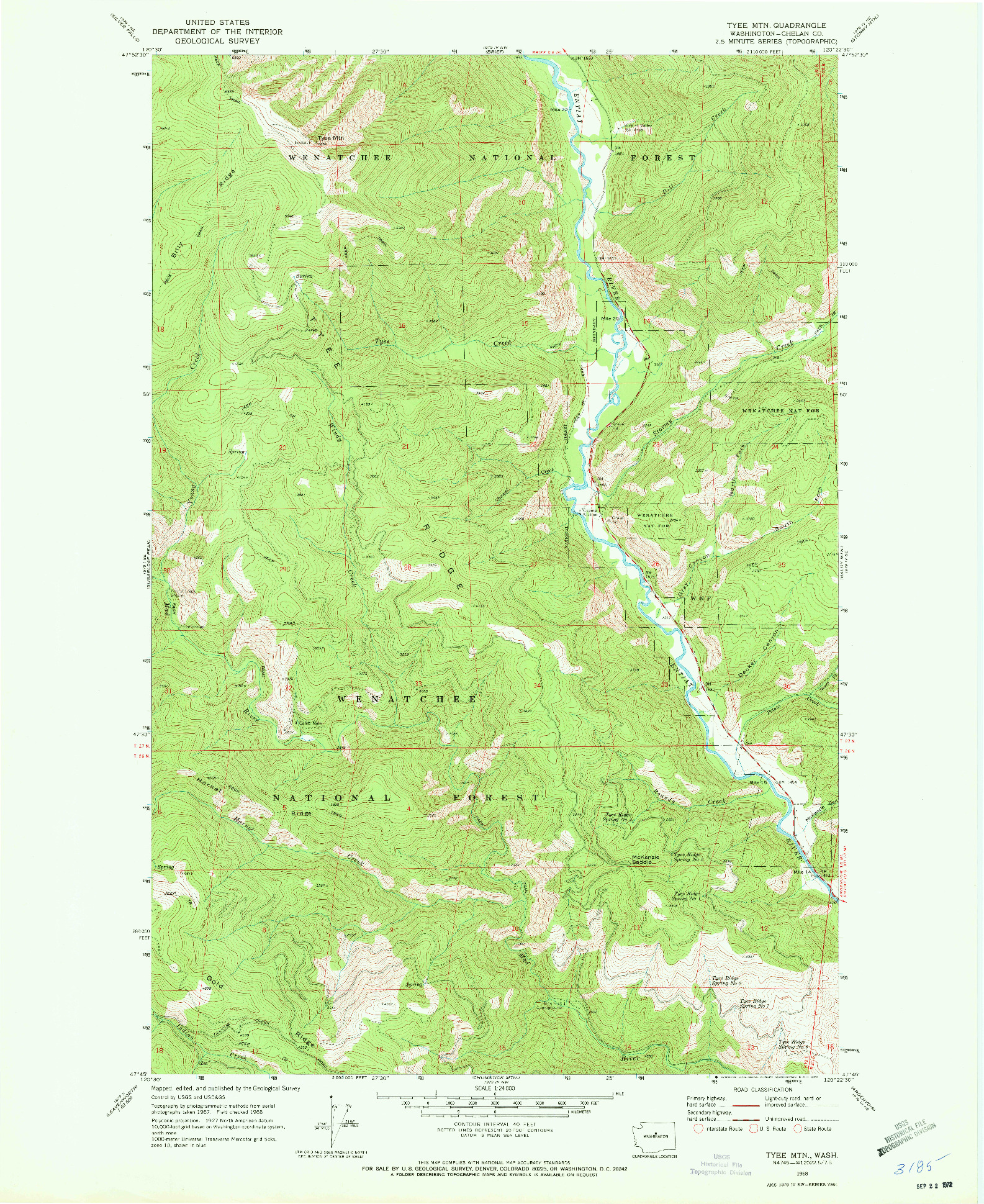 USGS 1:24000-SCALE QUADRANGLE FOR TYEE MTN., WA 1968