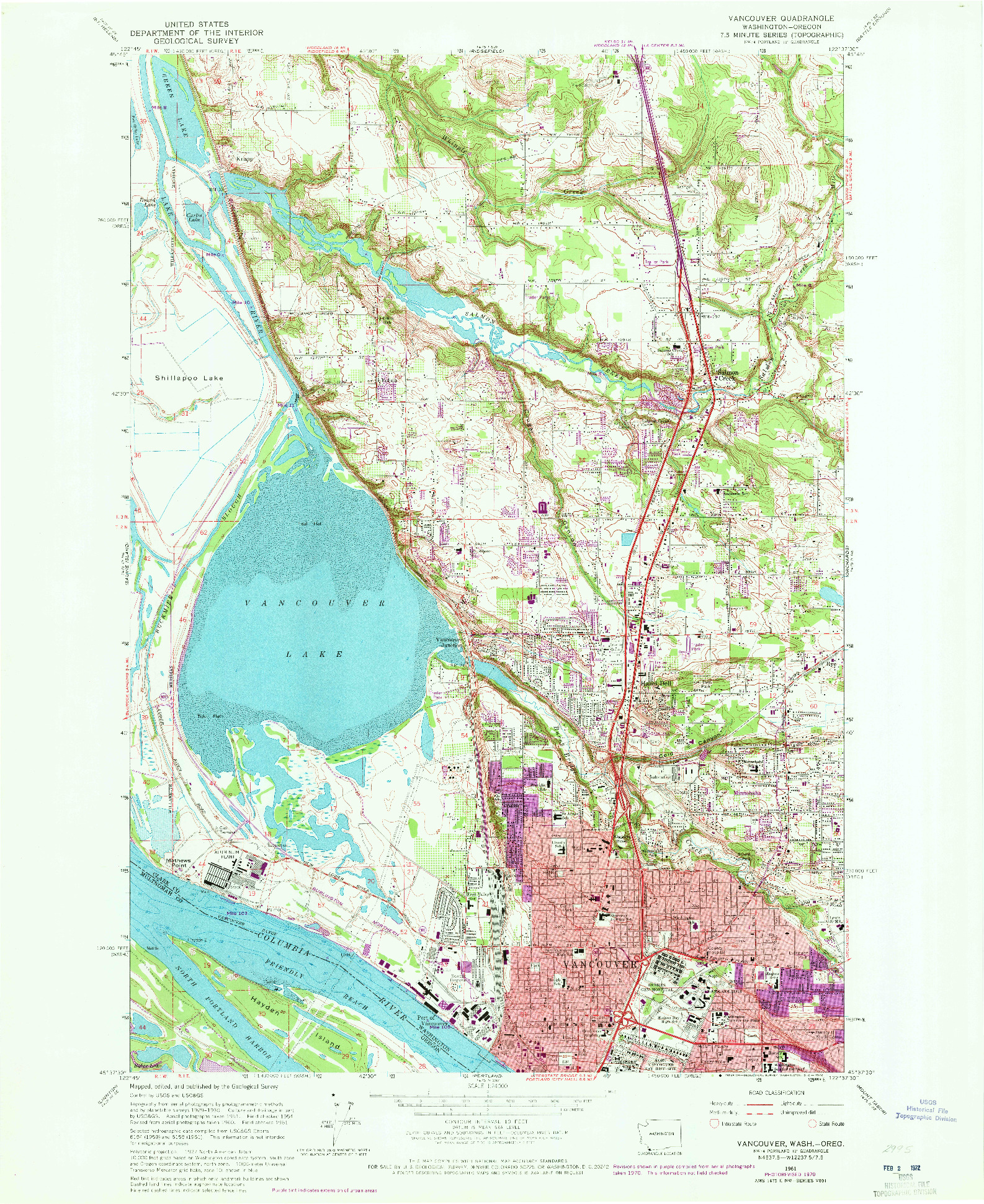 USGS 1:24000-SCALE QUADRANGLE FOR VANCOUVER, WA 1961