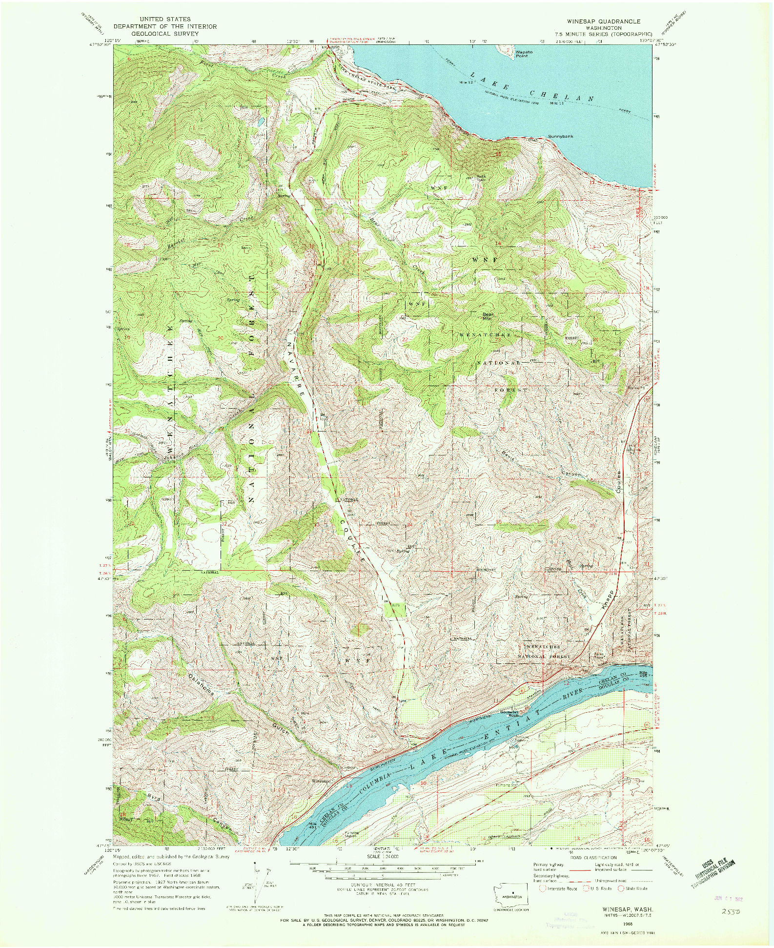 USGS 1:24000-SCALE QUADRANGLE FOR WINESAP, WA 1968