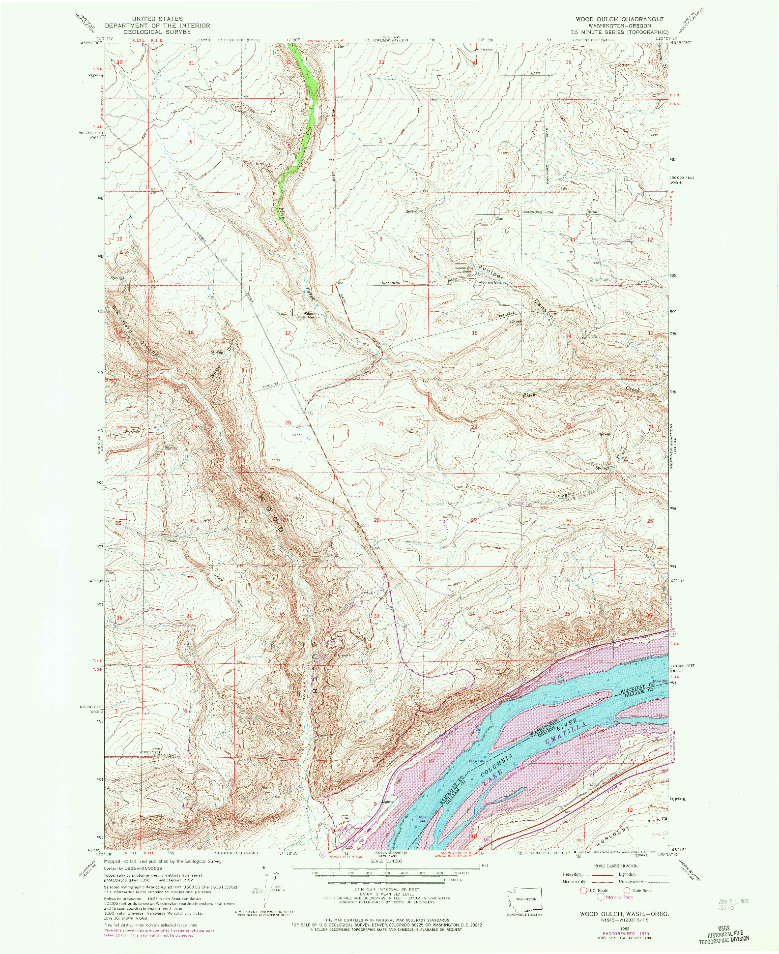 USGS 1:24000-SCALE QUADRANGLE FOR WOOD GULCH, WA 1962