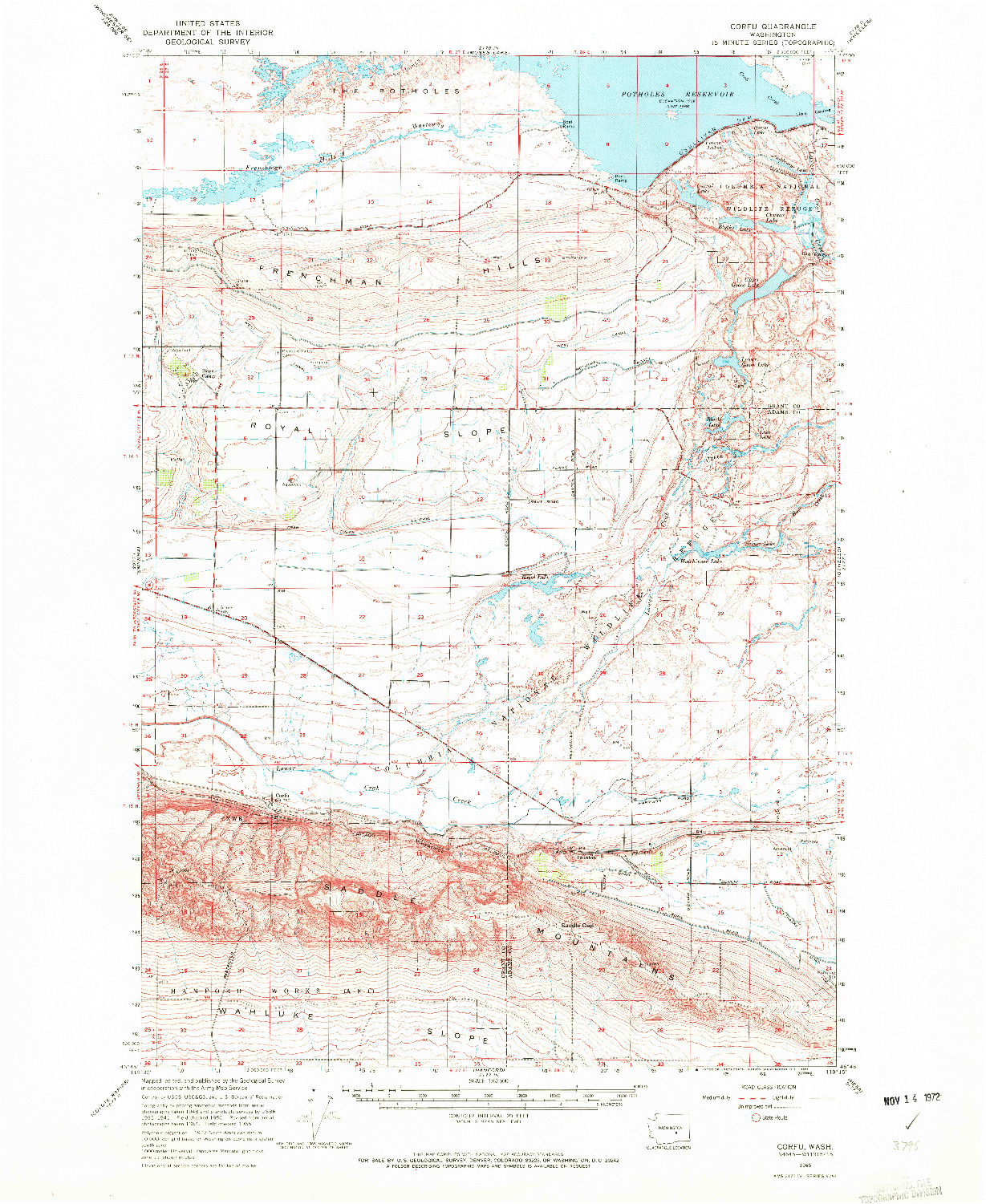 USGS 1:62500-SCALE QUADRANGLE FOR CORFU, WA 1965