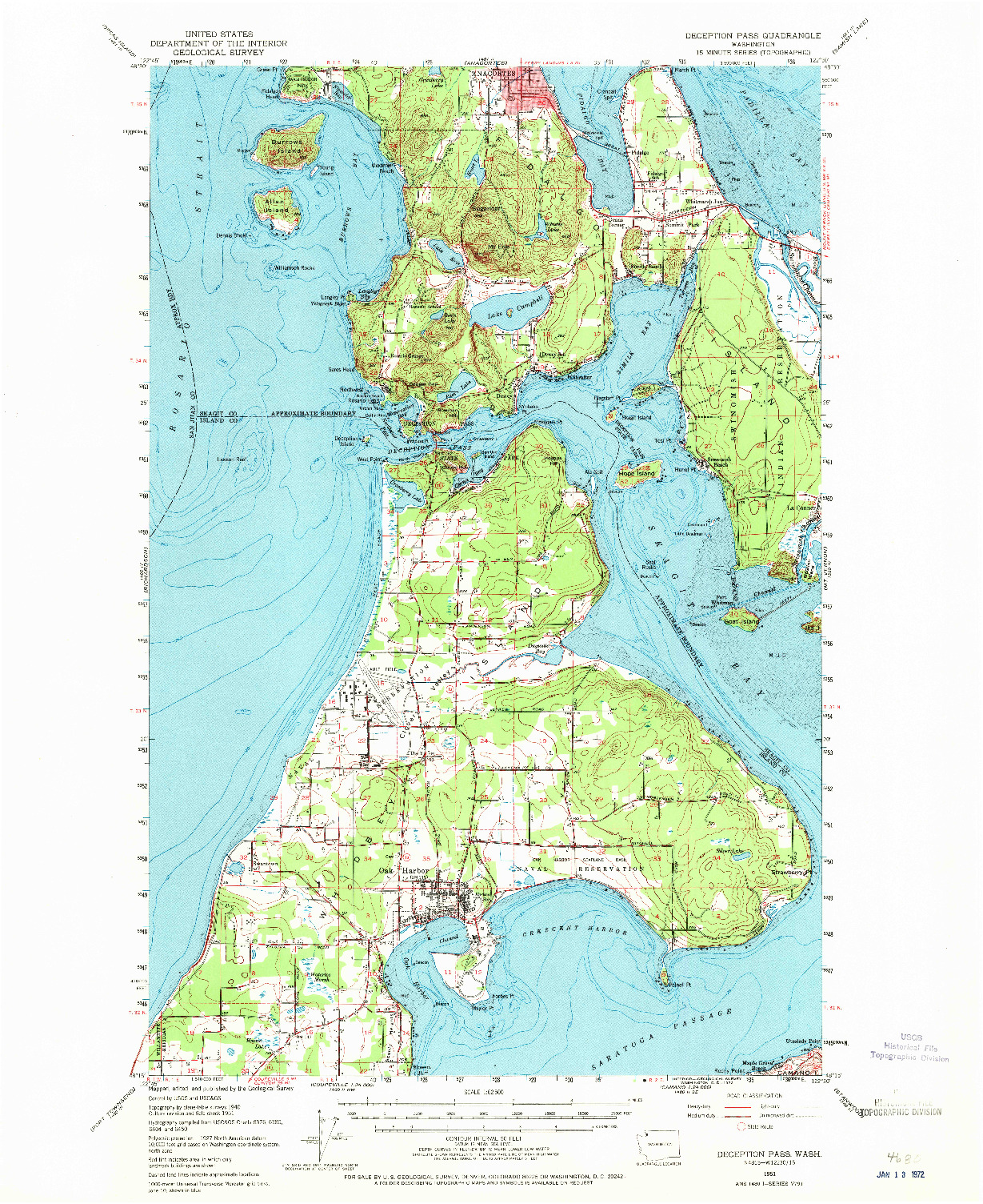 USGS 1:62500-SCALE QUADRANGLE FOR DECEPTION PASS, WA 1951