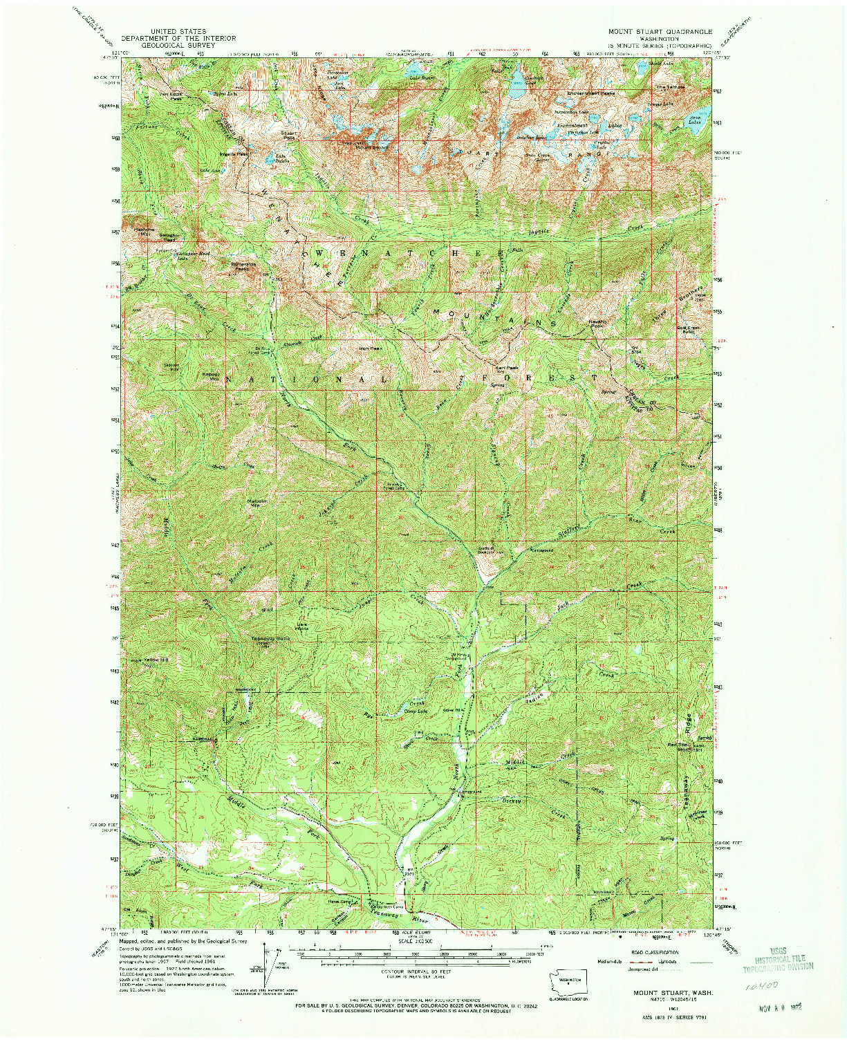 USGS 1:62500-SCALE QUADRANGLE FOR MOUNT STUART, WA 1961