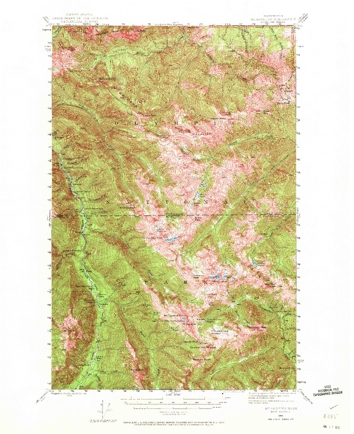 USGS 1:62500-SCALE QUADRANGLE FOR MT. ANGELES, WA 1944