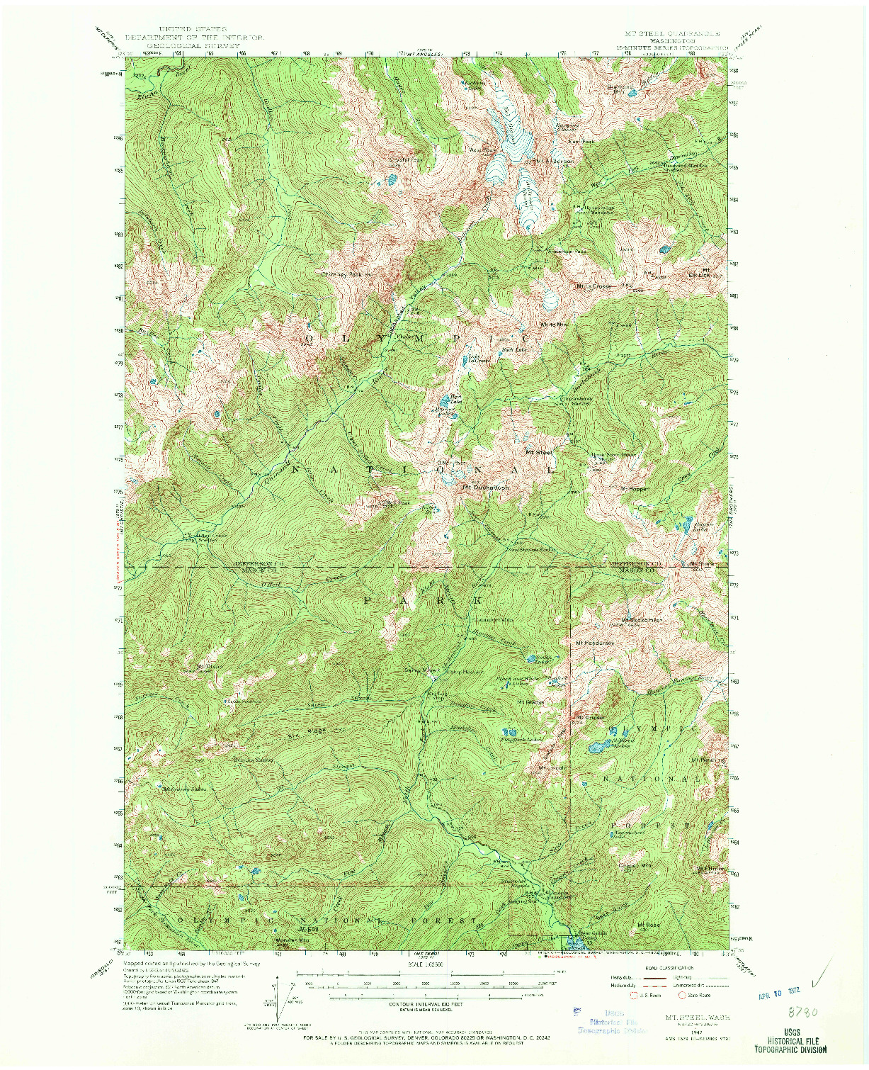 USGS 1:62500-SCALE QUADRANGLE FOR MT. STEEL, WA 1947