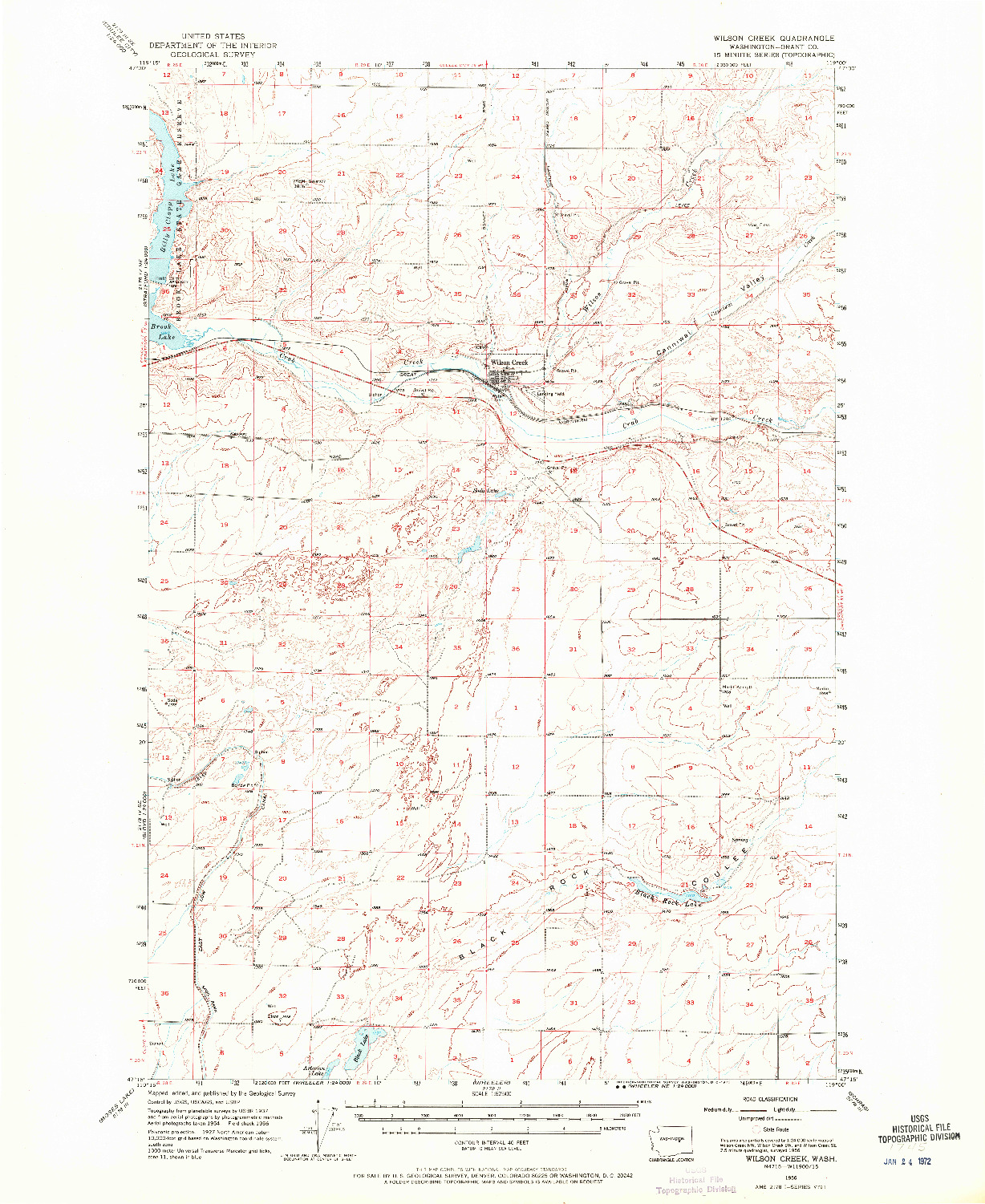 USGS 1:62500-SCALE QUADRANGLE FOR WILSON CREEK, WA 1956