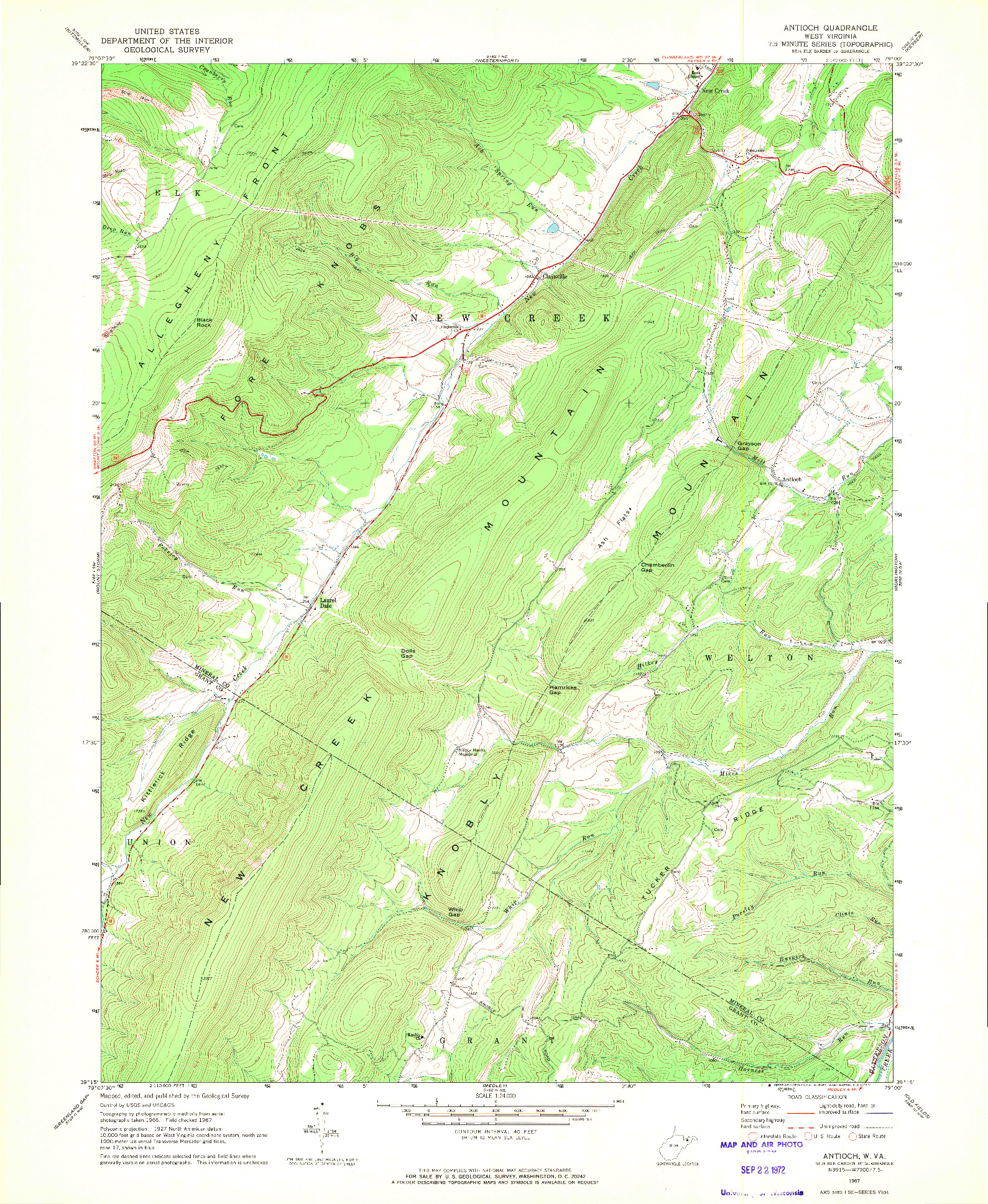 USGS 1:24000-SCALE QUADRANGLE FOR ANTIOCH, WV 1967