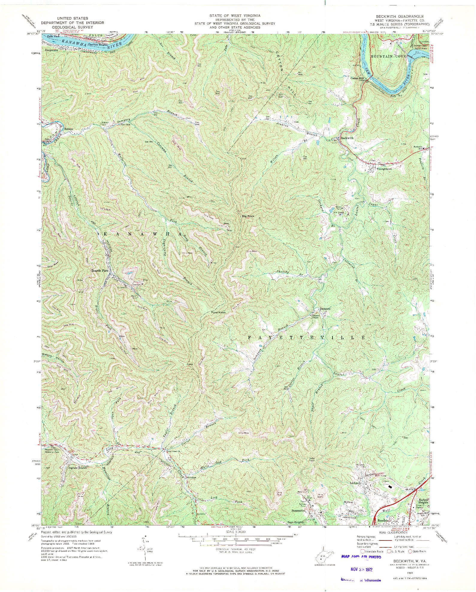 USGS 1:24000-SCALE QUADRANGLE FOR BECKWITH, WV 1969