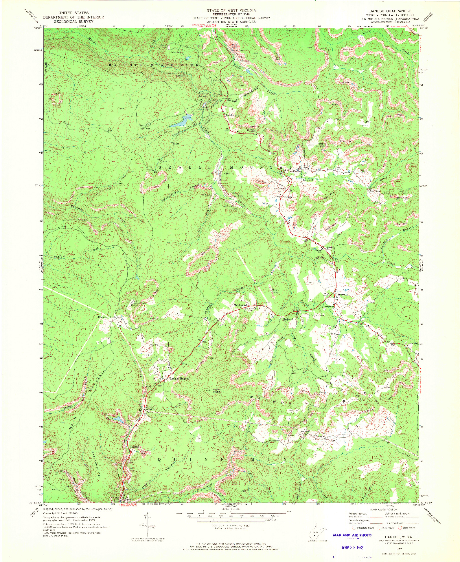 USGS 1:24000-SCALE QUADRANGLE FOR DANESE, WV 1969
