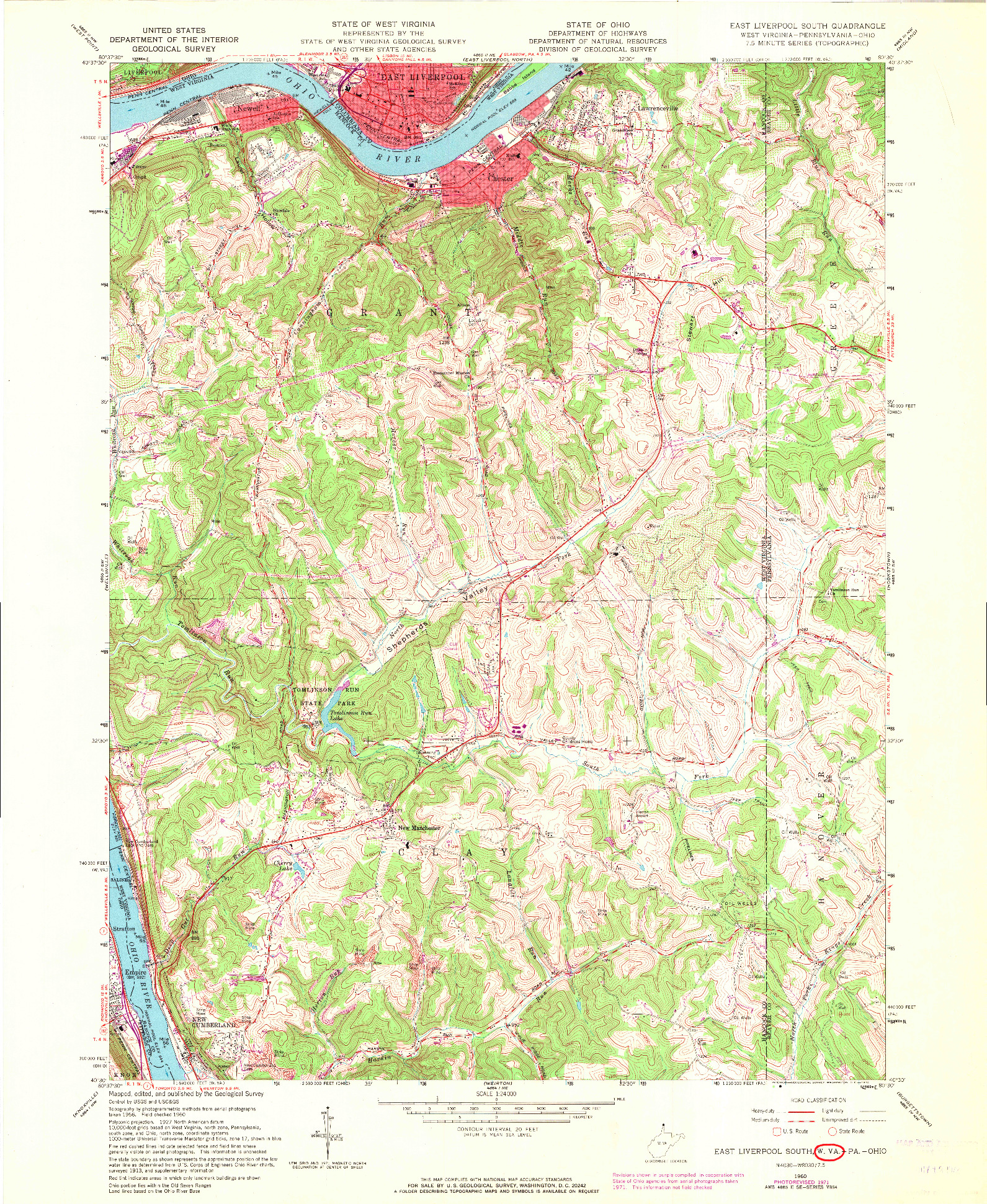 USGS 1:24000-SCALE QUADRANGLE FOR EAST LIVERPOOL SOUTH, WV 1960