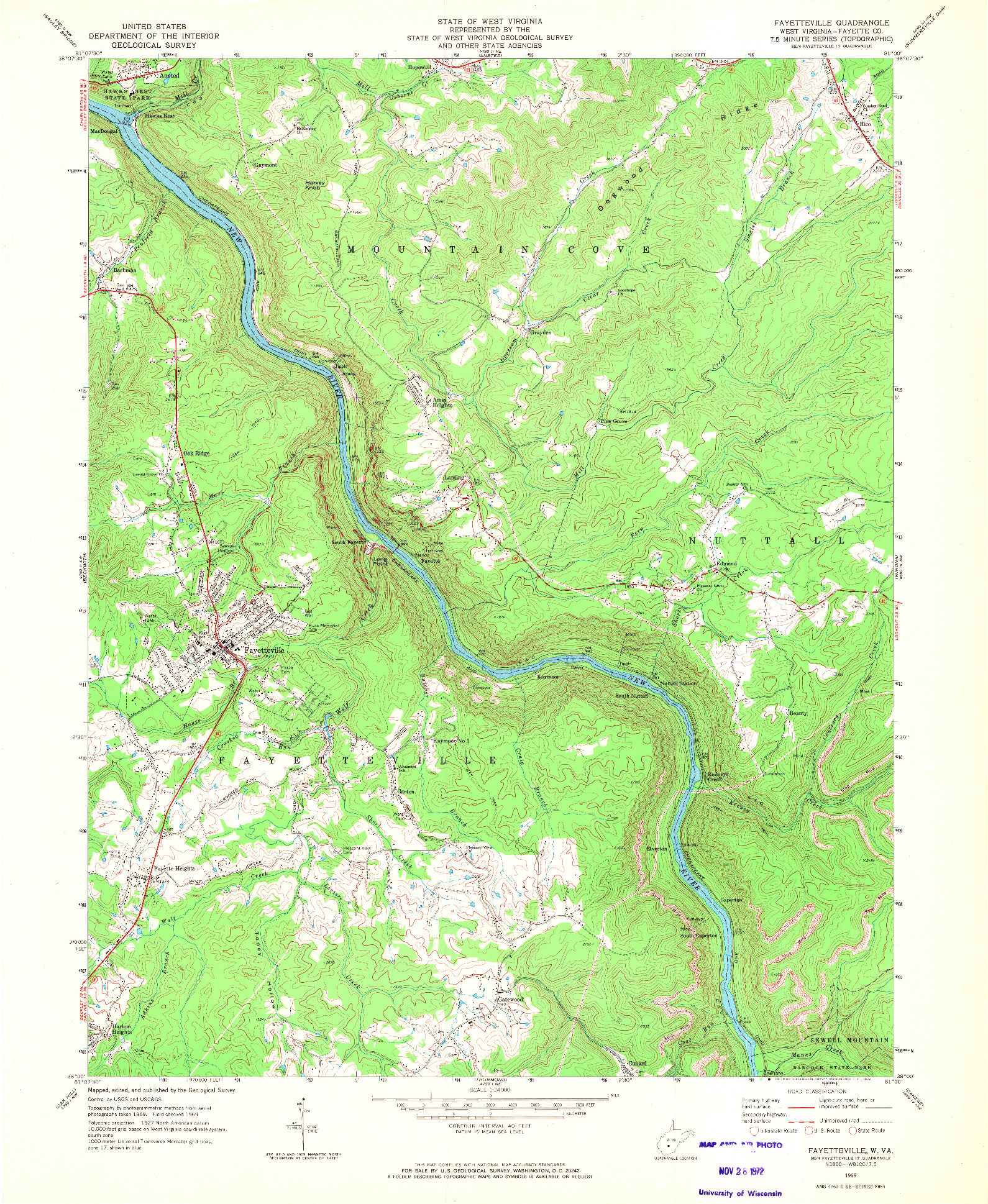 USGS 1:24000-SCALE QUADRANGLE FOR FAYETTEVILLE, WV 1969