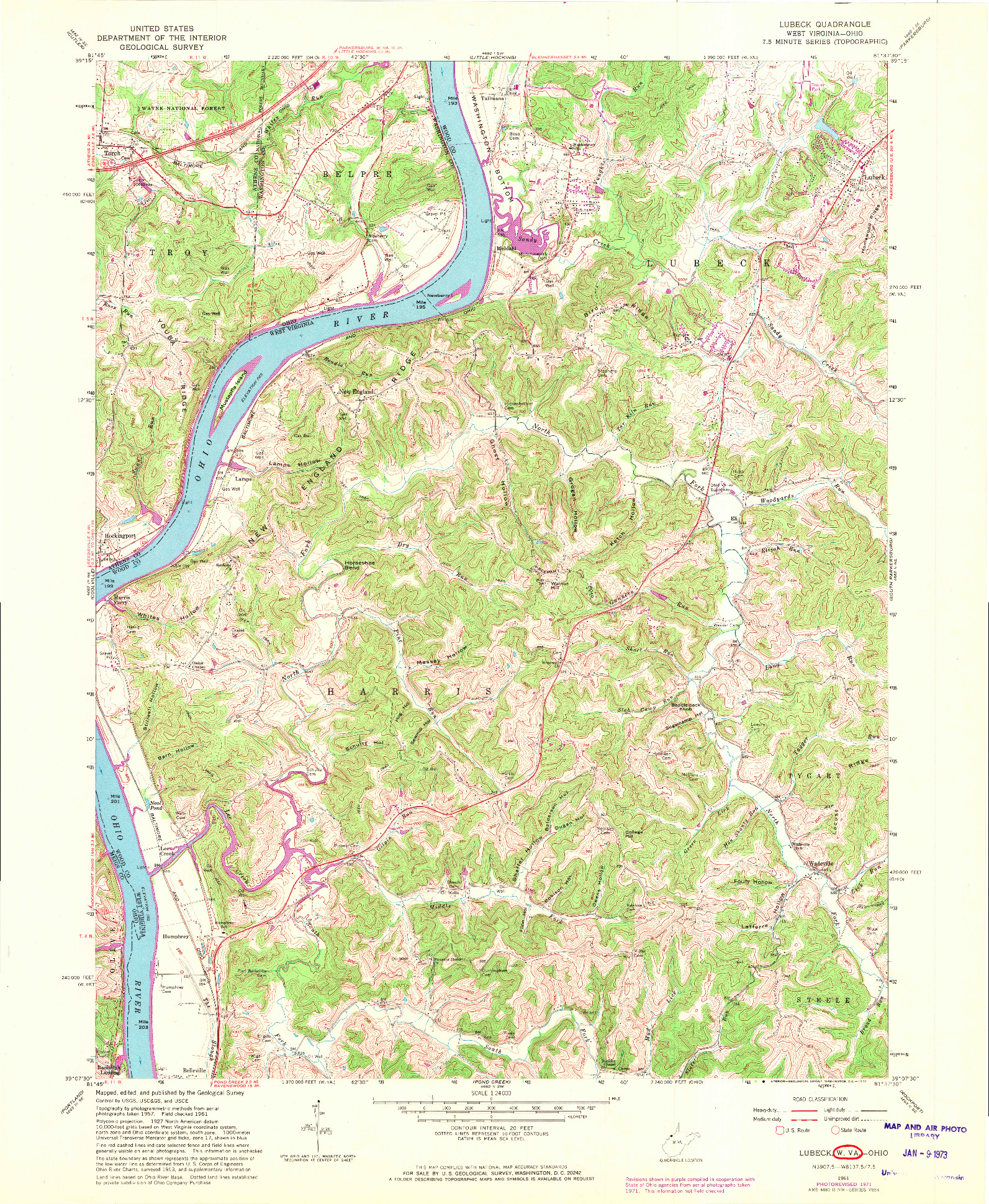 USGS 1:24000-SCALE QUADRANGLE FOR LUBECK, WV 1961