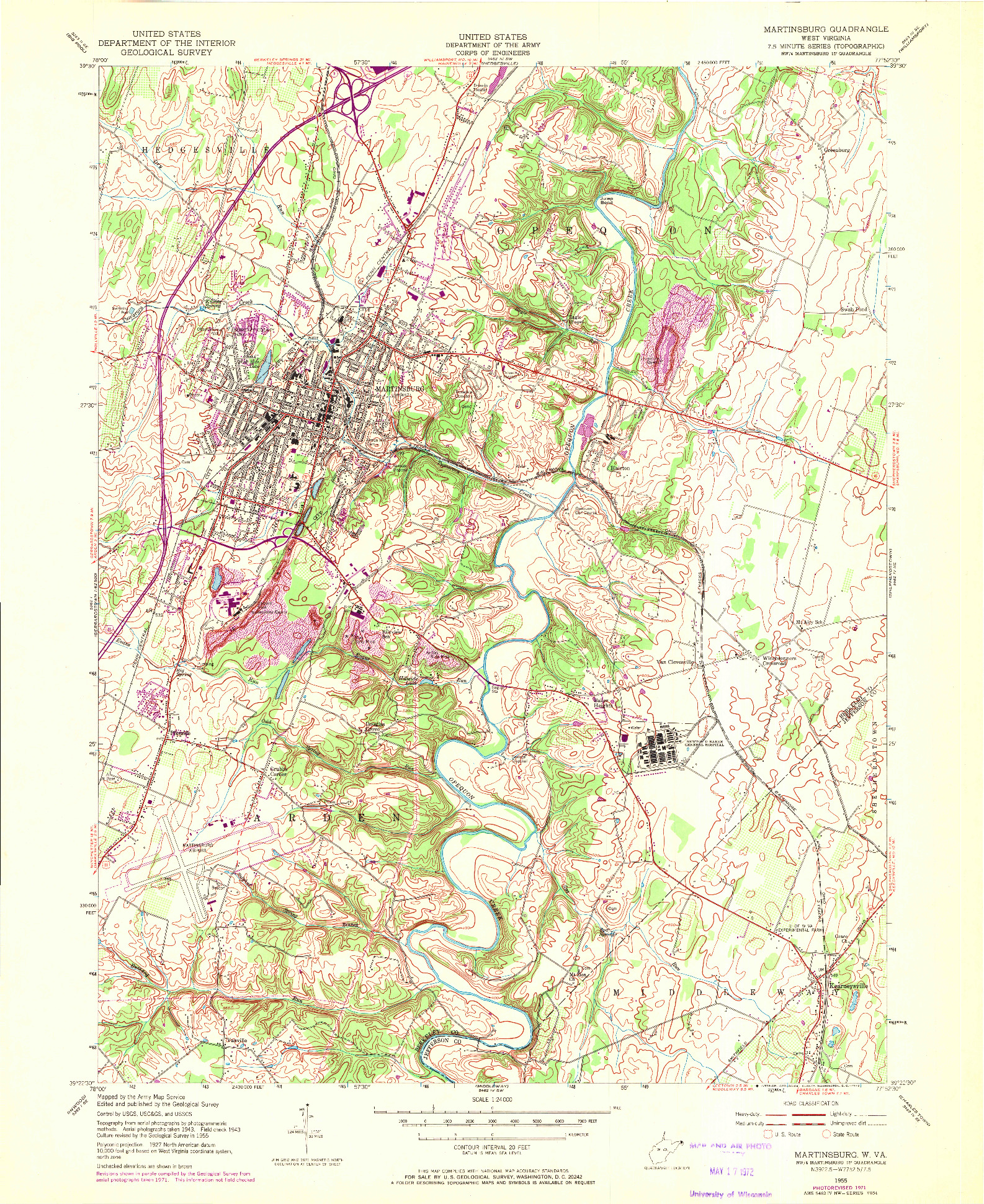 USGS 1:24000-SCALE QUADRANGLE FOR MARTINSBURG, WV 1955